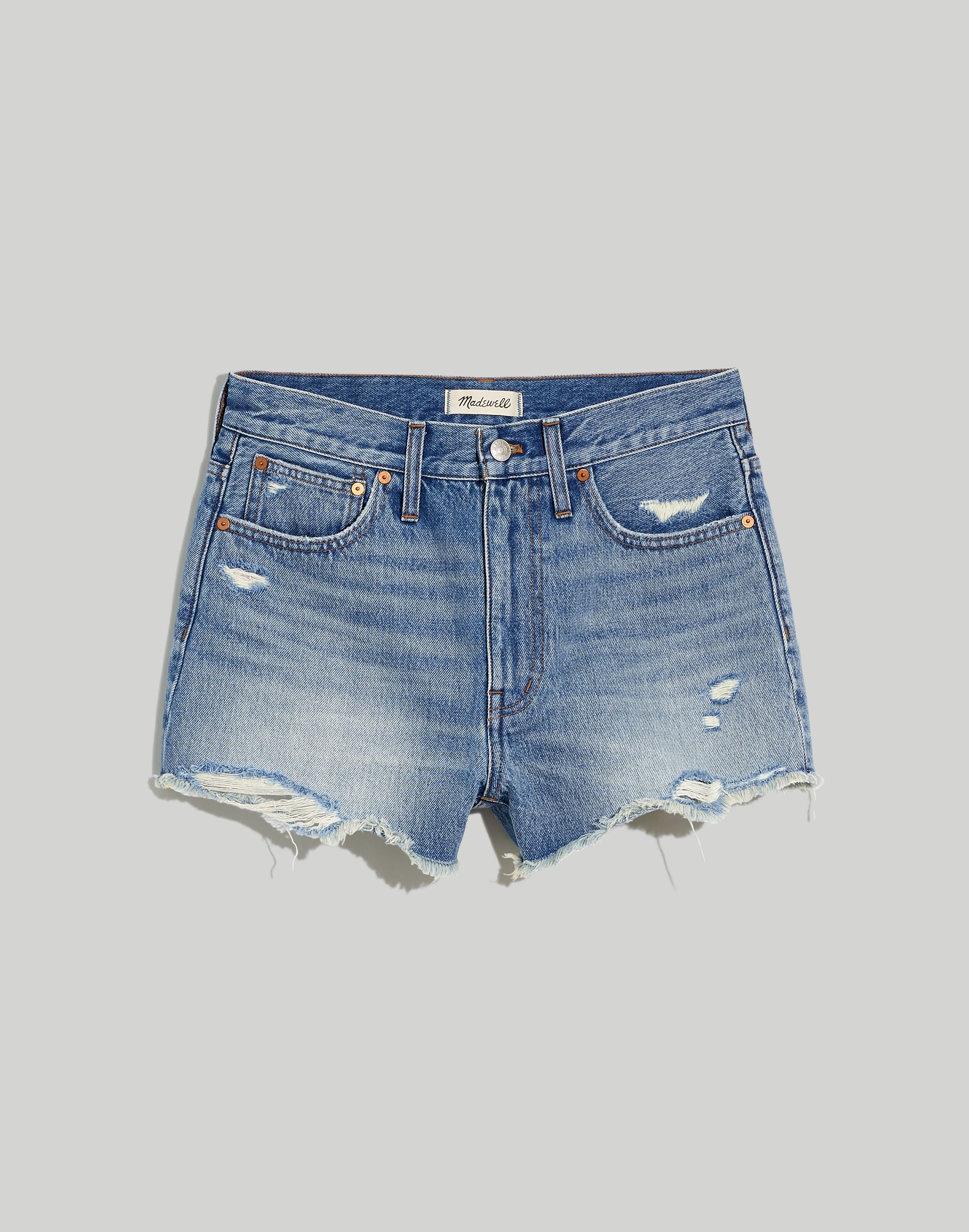 Relaxed Denim Shorts in Renfield Wash: Destructed Edition