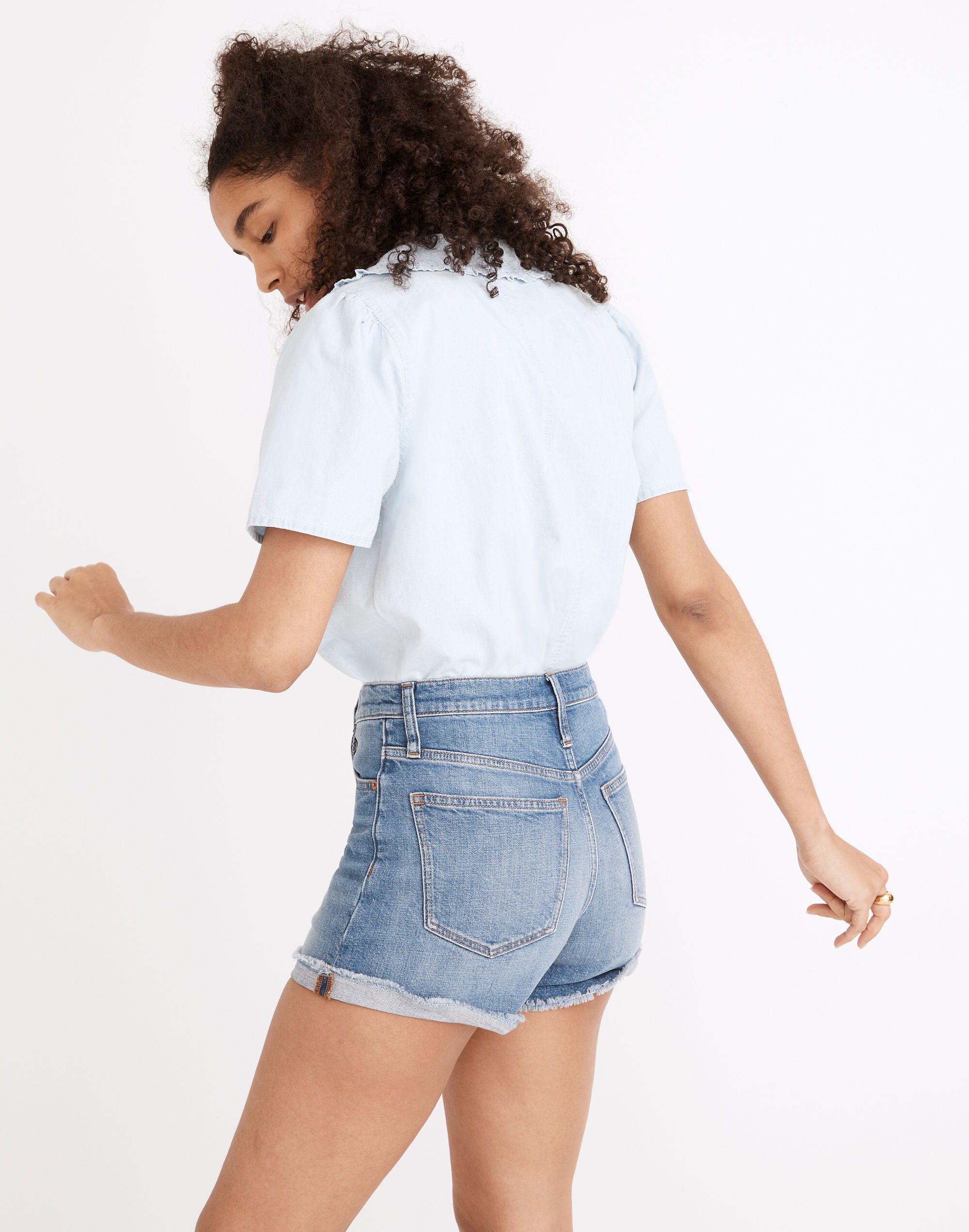 High-Rise Denim Shorts in Lavista Wash