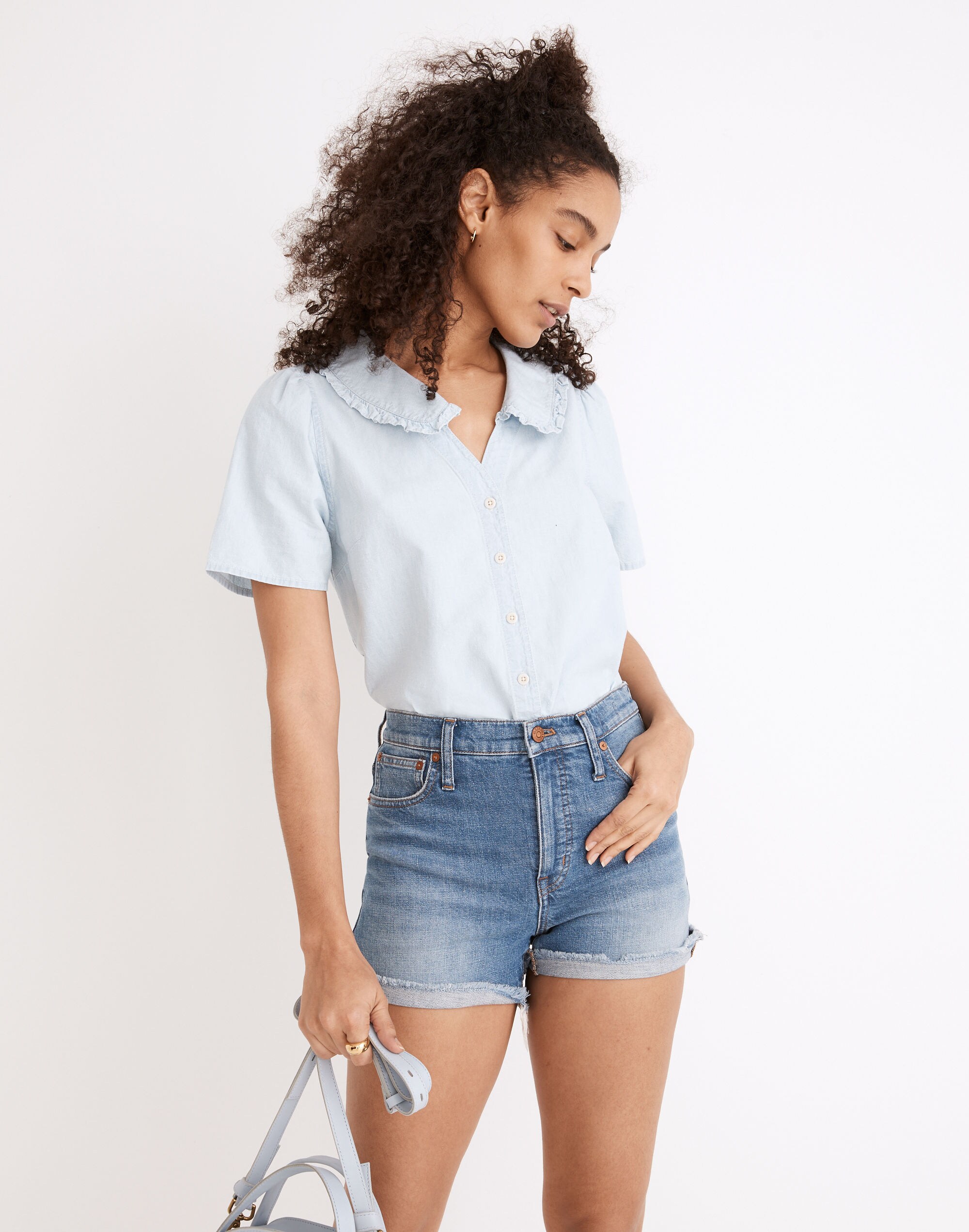 High-Rise Denim Shorts in Lavista Wash