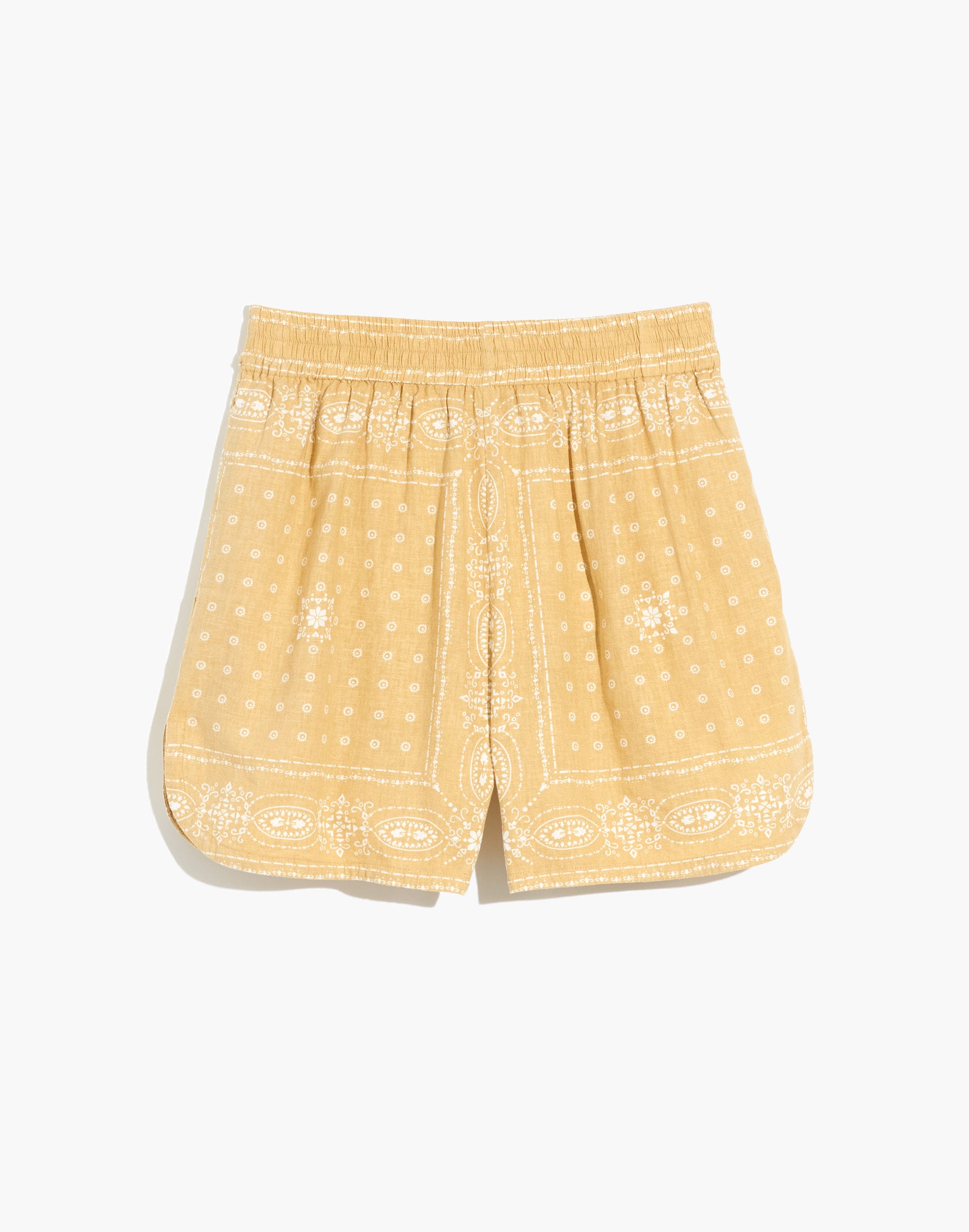 Linen-Blend Long Pull-On Shorts in Vintage Bandana