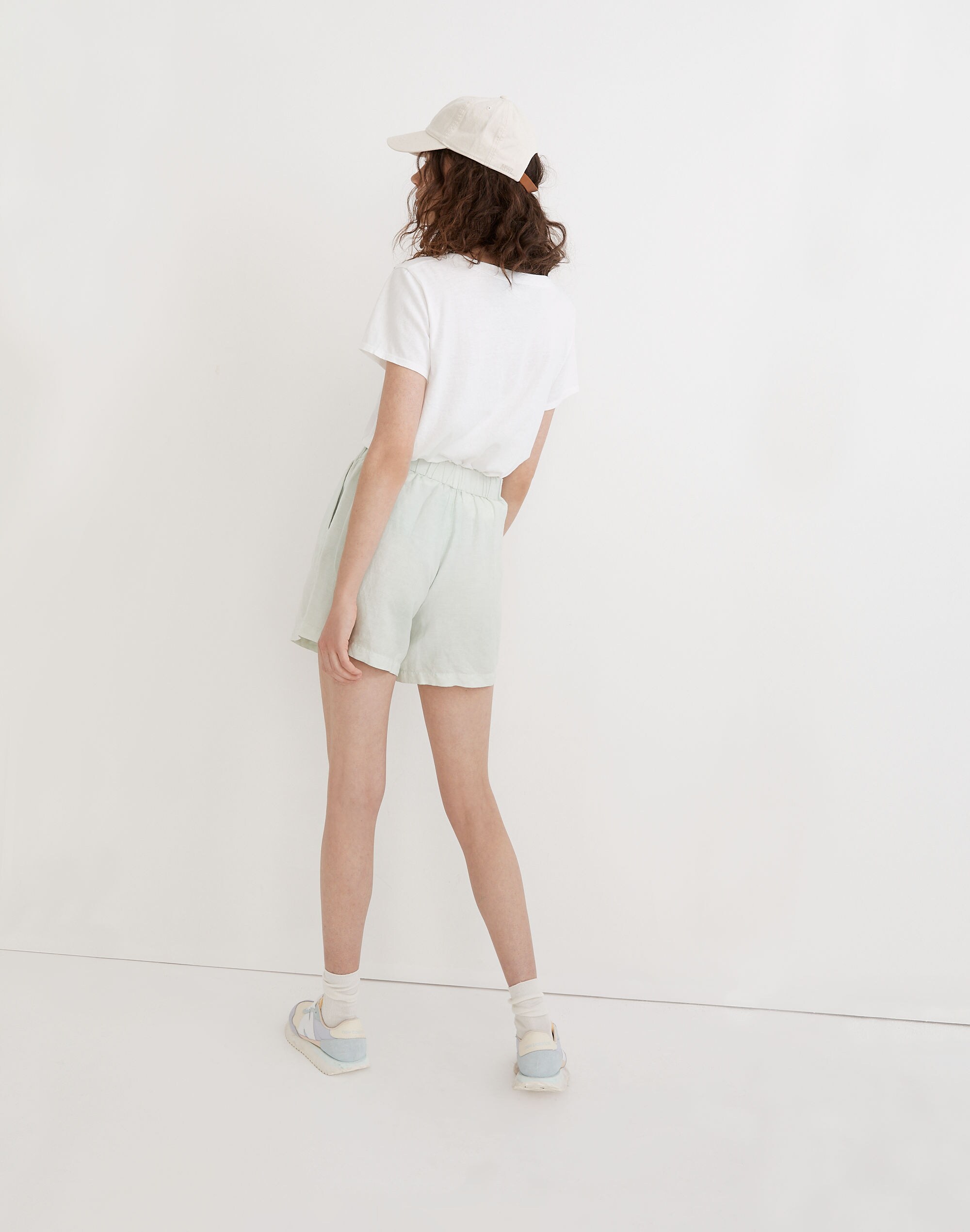 Linen-Blend Pull-On Pleated Shorts: Earth-Dyed Edition