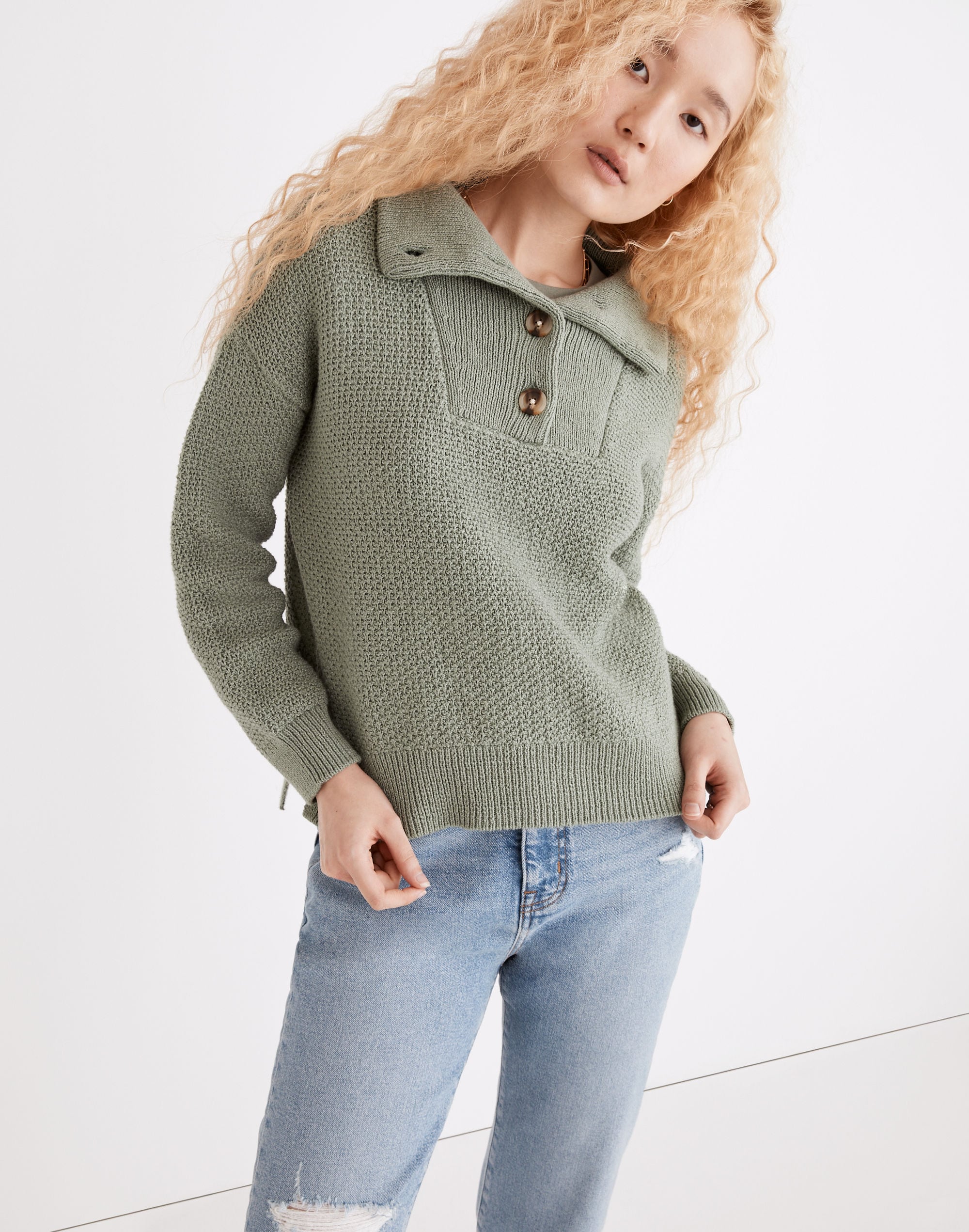 canby button mockneck sweater