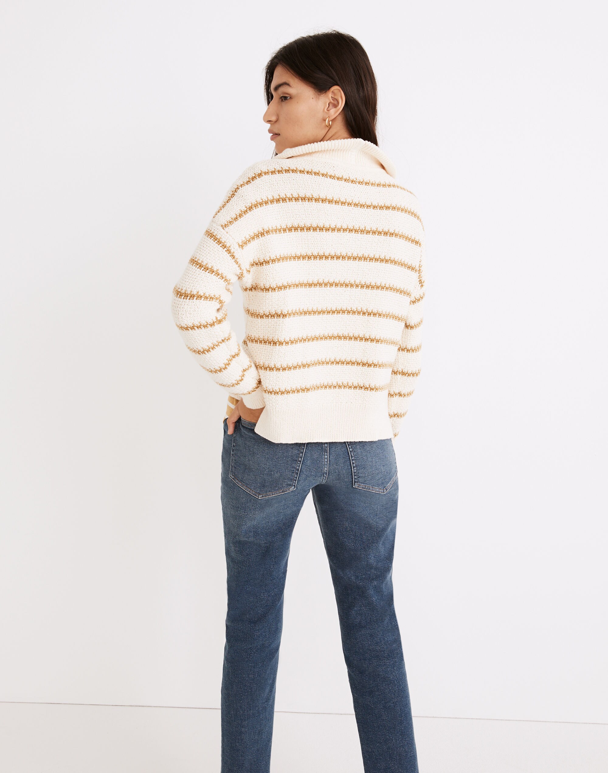 Canby Button Mockneck Sweater in Stripe