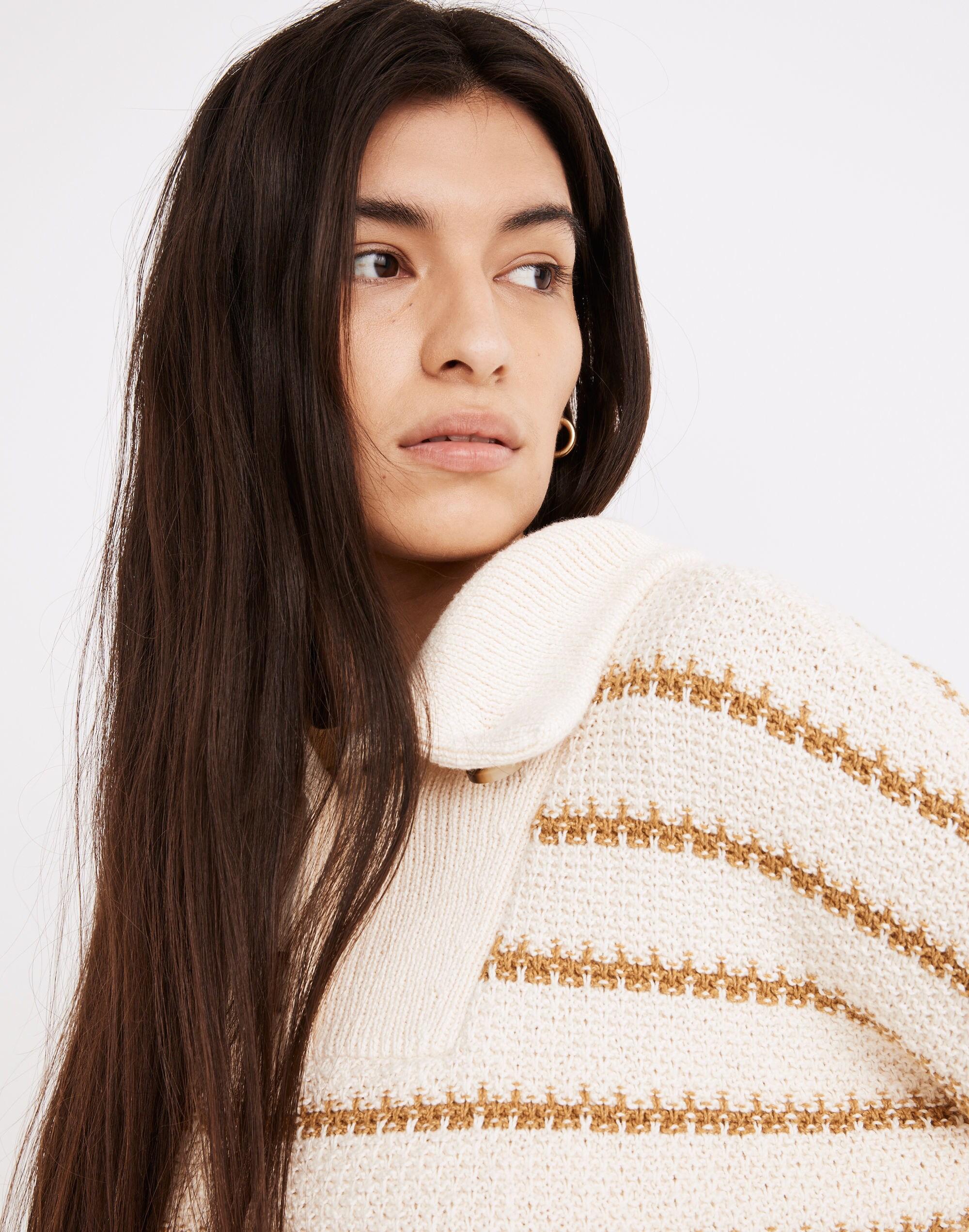 Canby Button Mockneck Sweater in Stripe