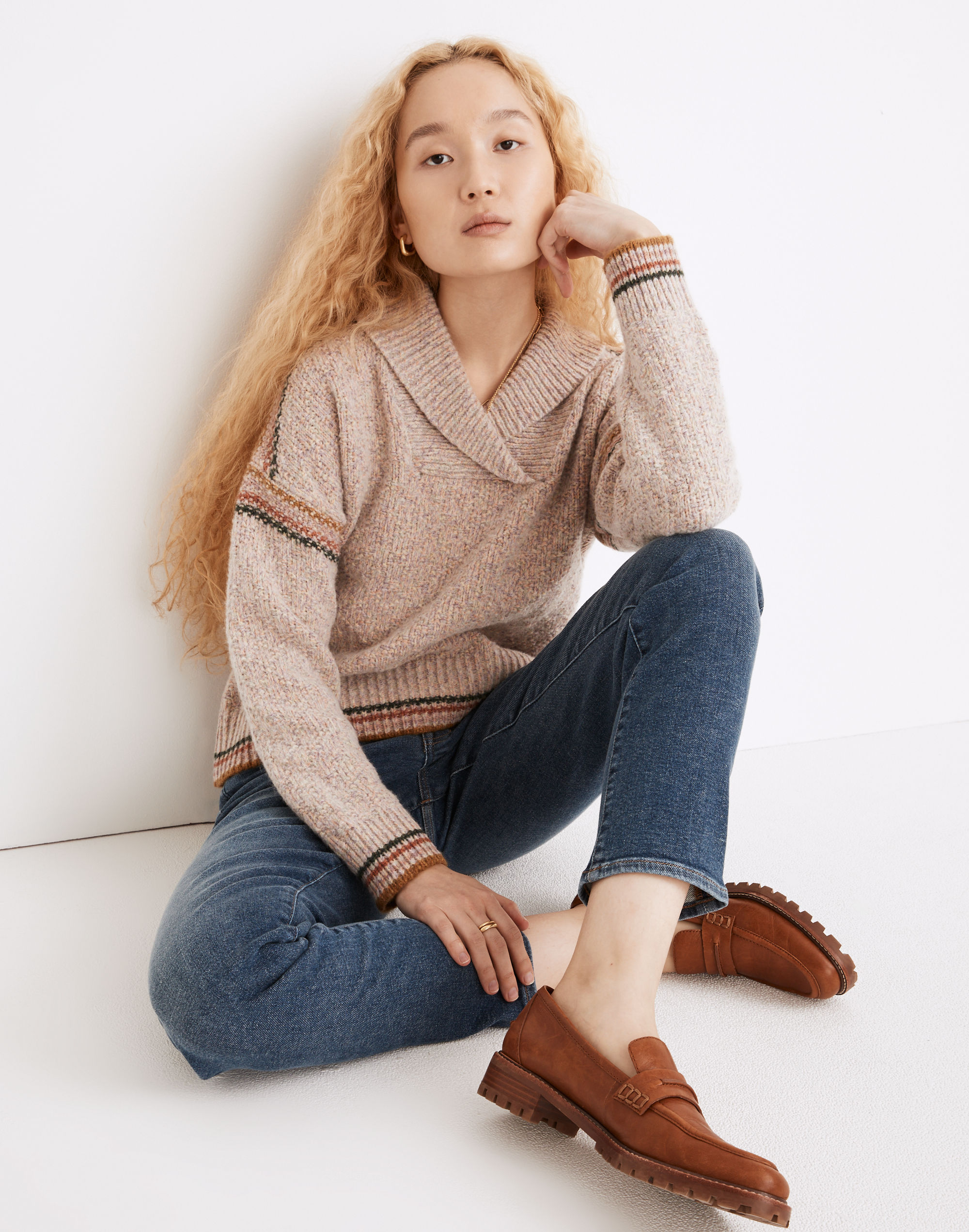 Kentwood Shawl-Collar Pullover Sweater