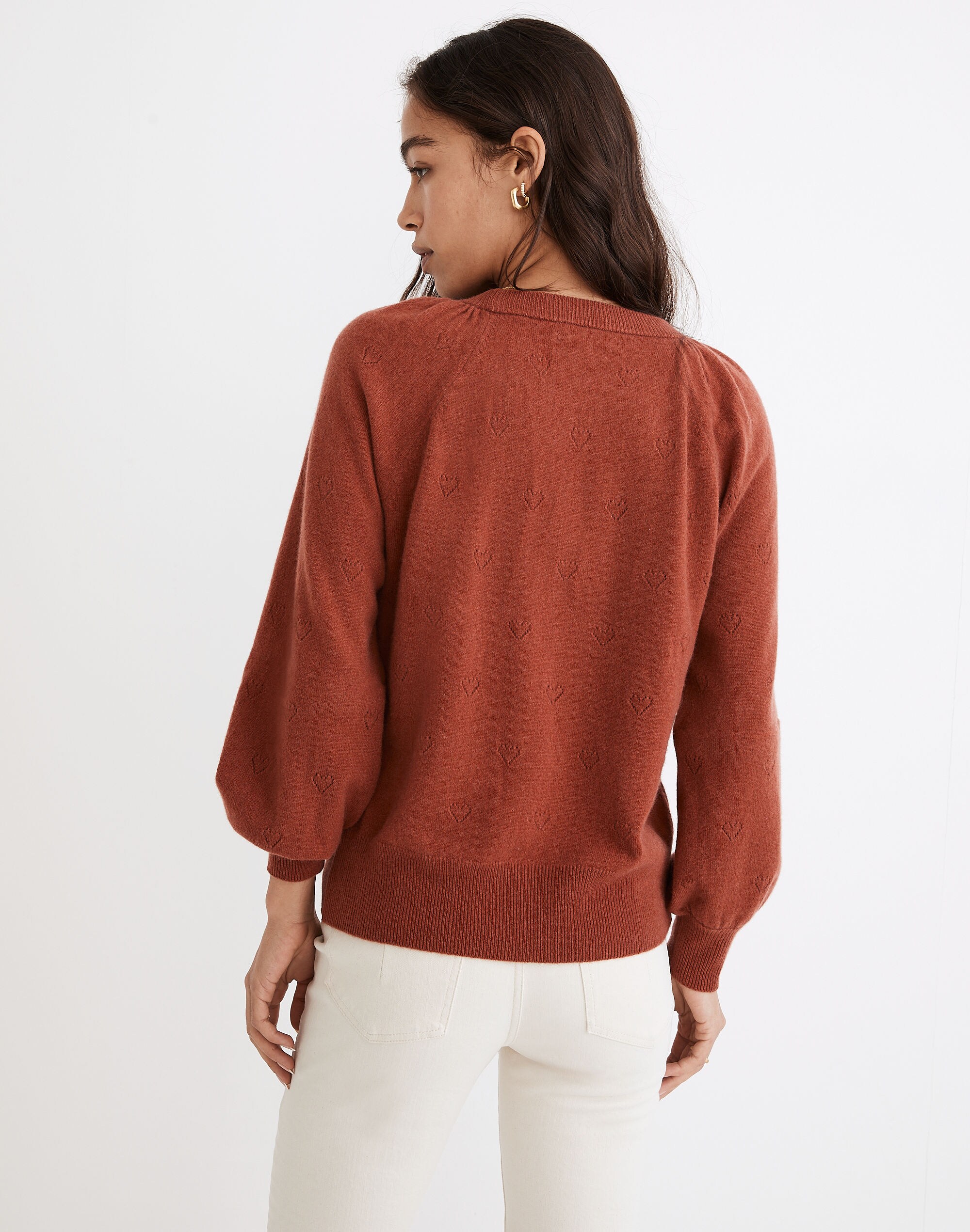 (Re)sourced Cashmere Heart Pointelle Crewneck Sweater