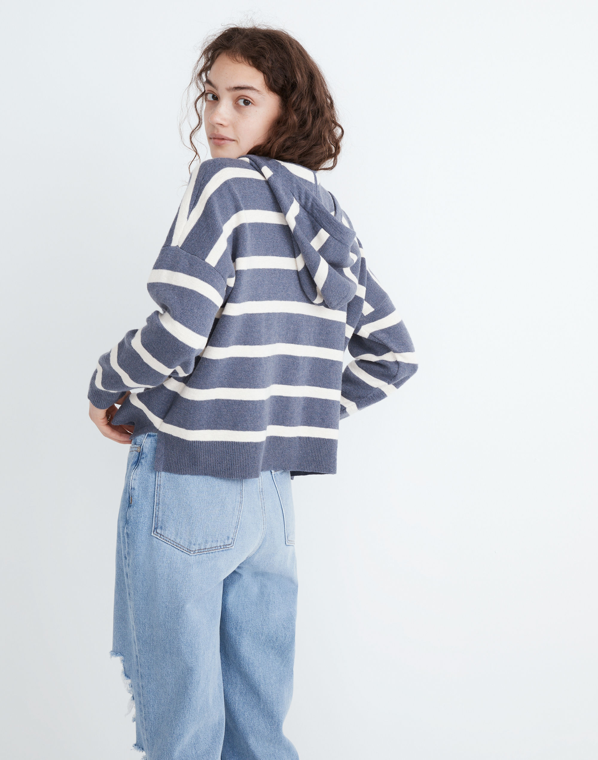 Striped Olney Henley Hoodie Sweater