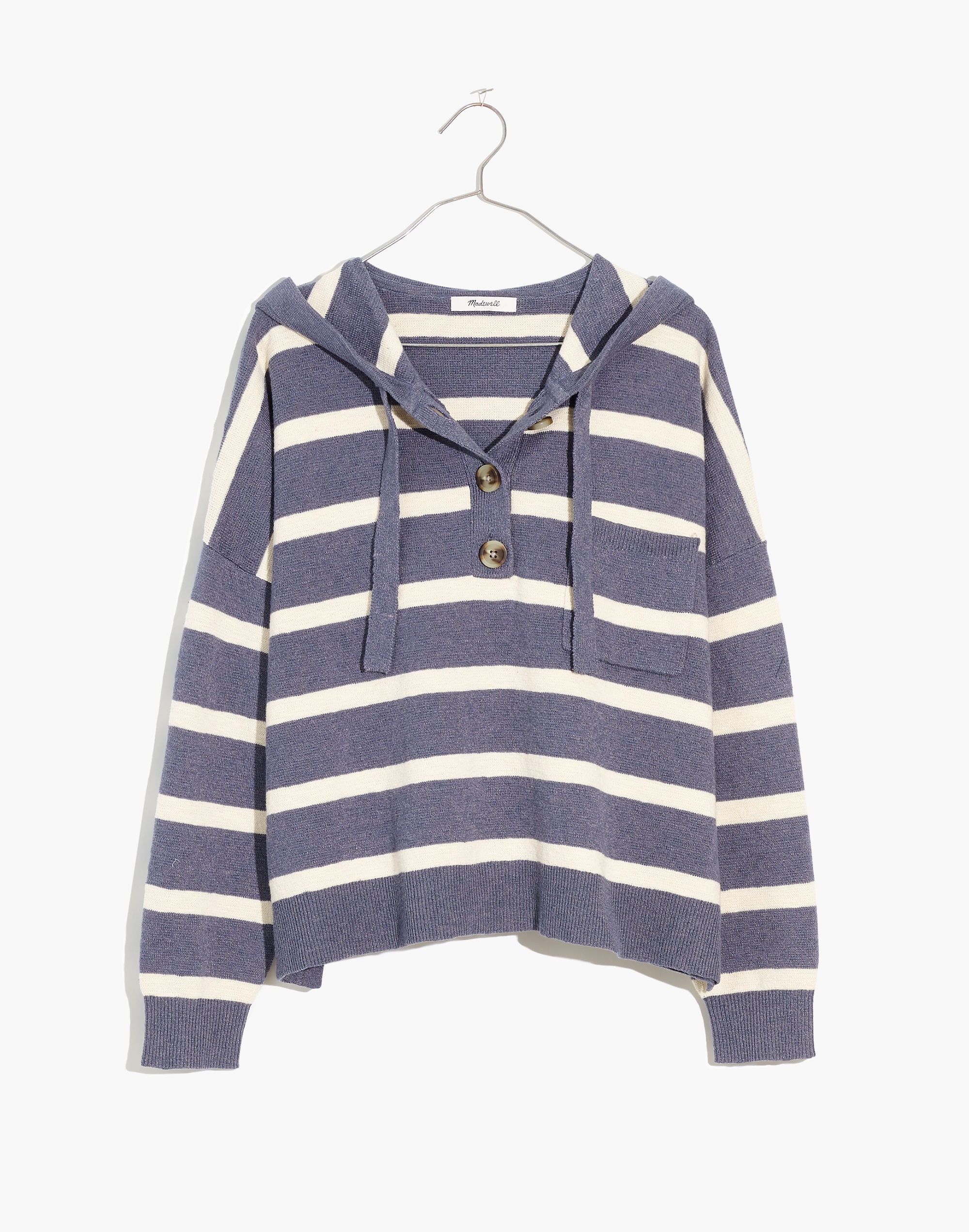 Striped Olney Henley Hoodie Sweater