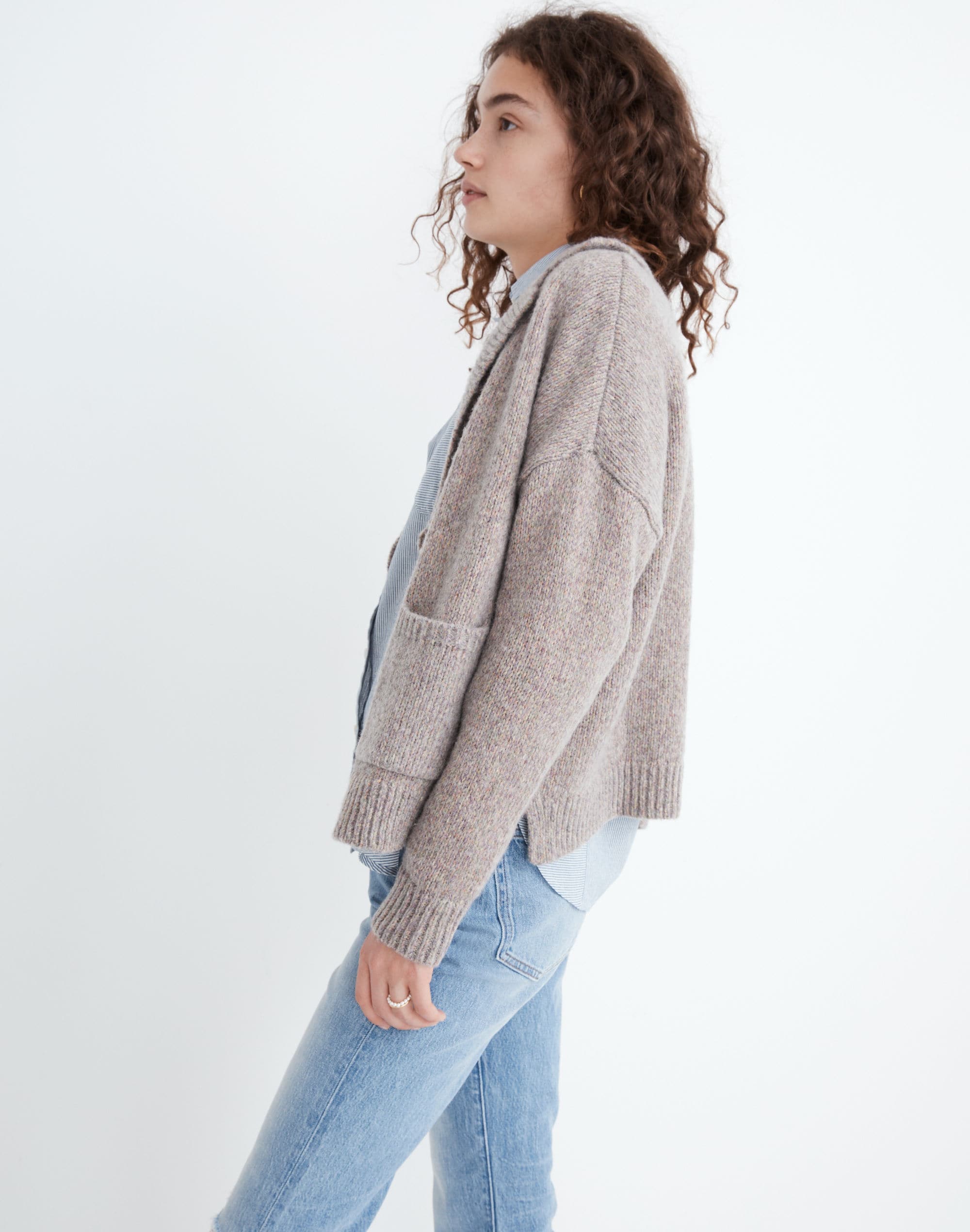 Dalny Notch-Collar Cardigan Sweater