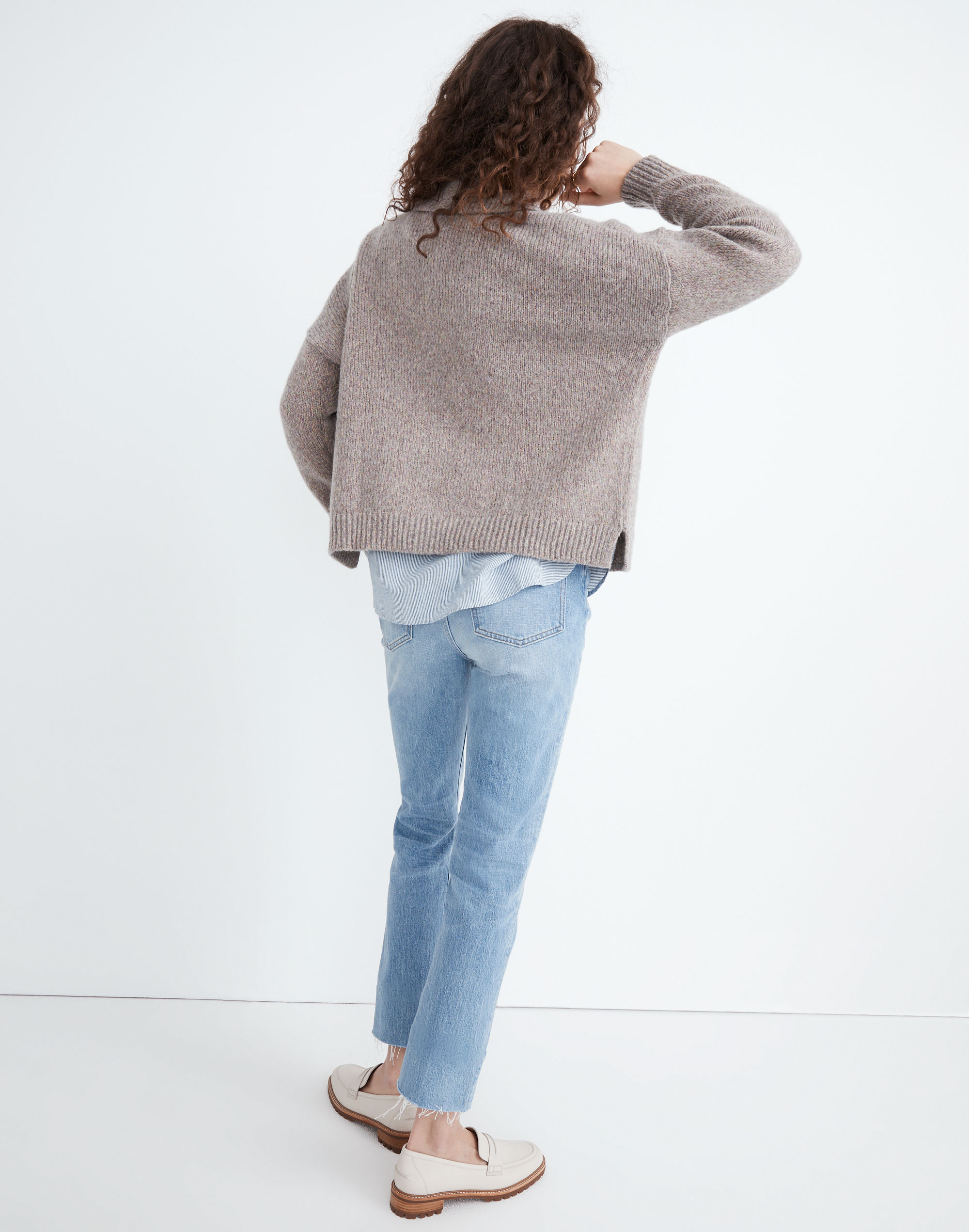 Dalny Notch-Collar Cardigan Sweater