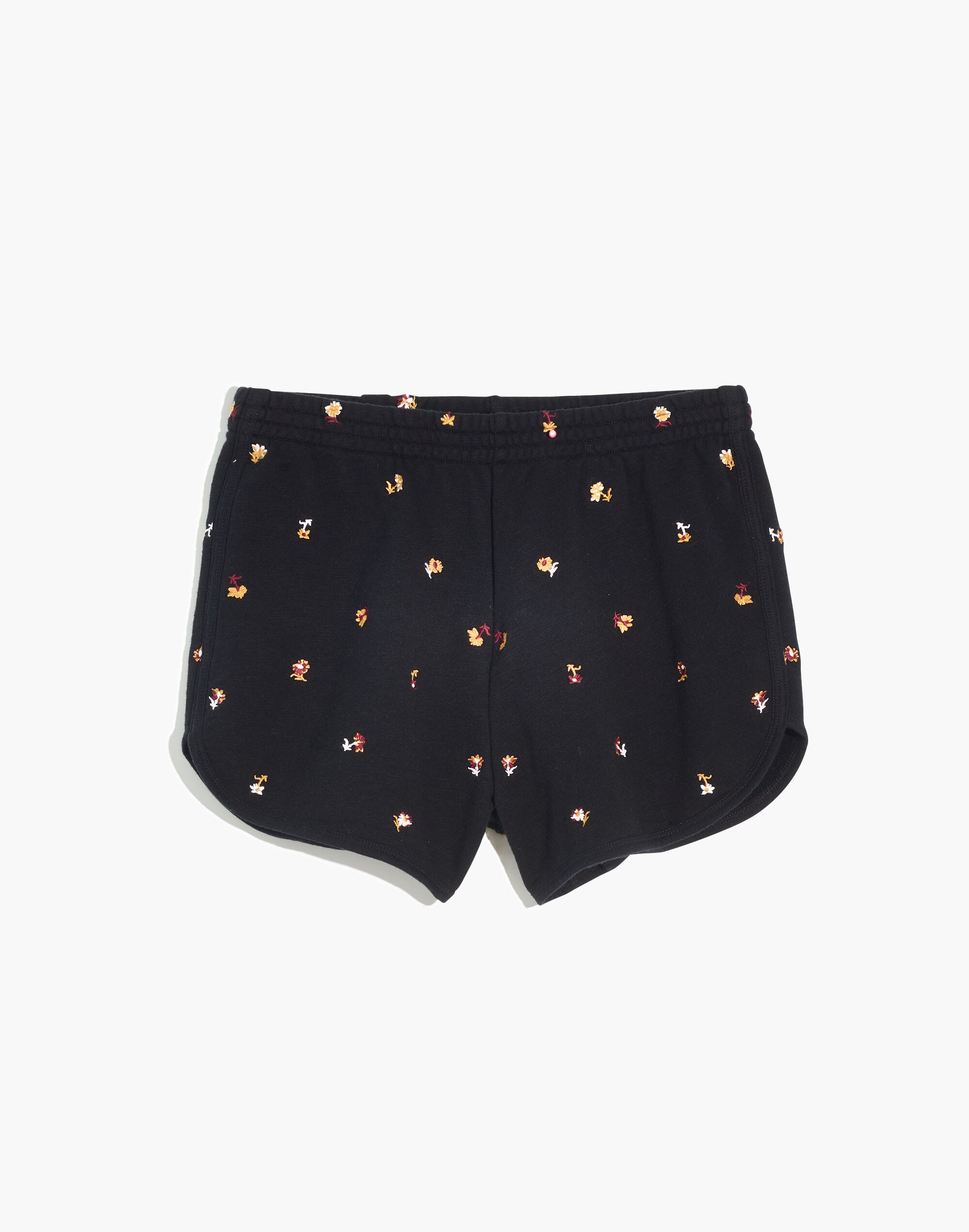 MWL Embroidered Curved-Hem Sweatshorts in Spring Floral