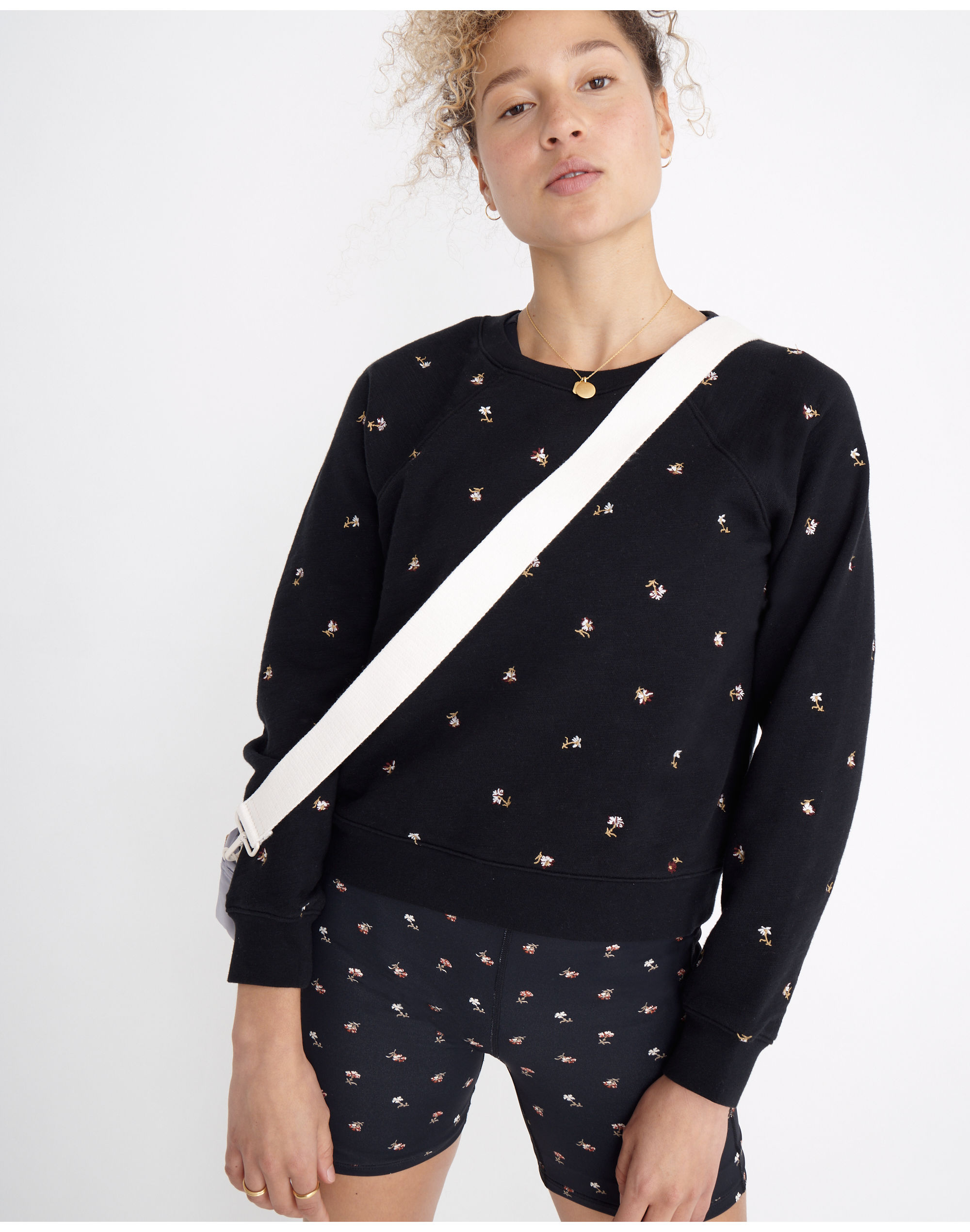 mwl embroidered shrunken sweatshirt in spring floral