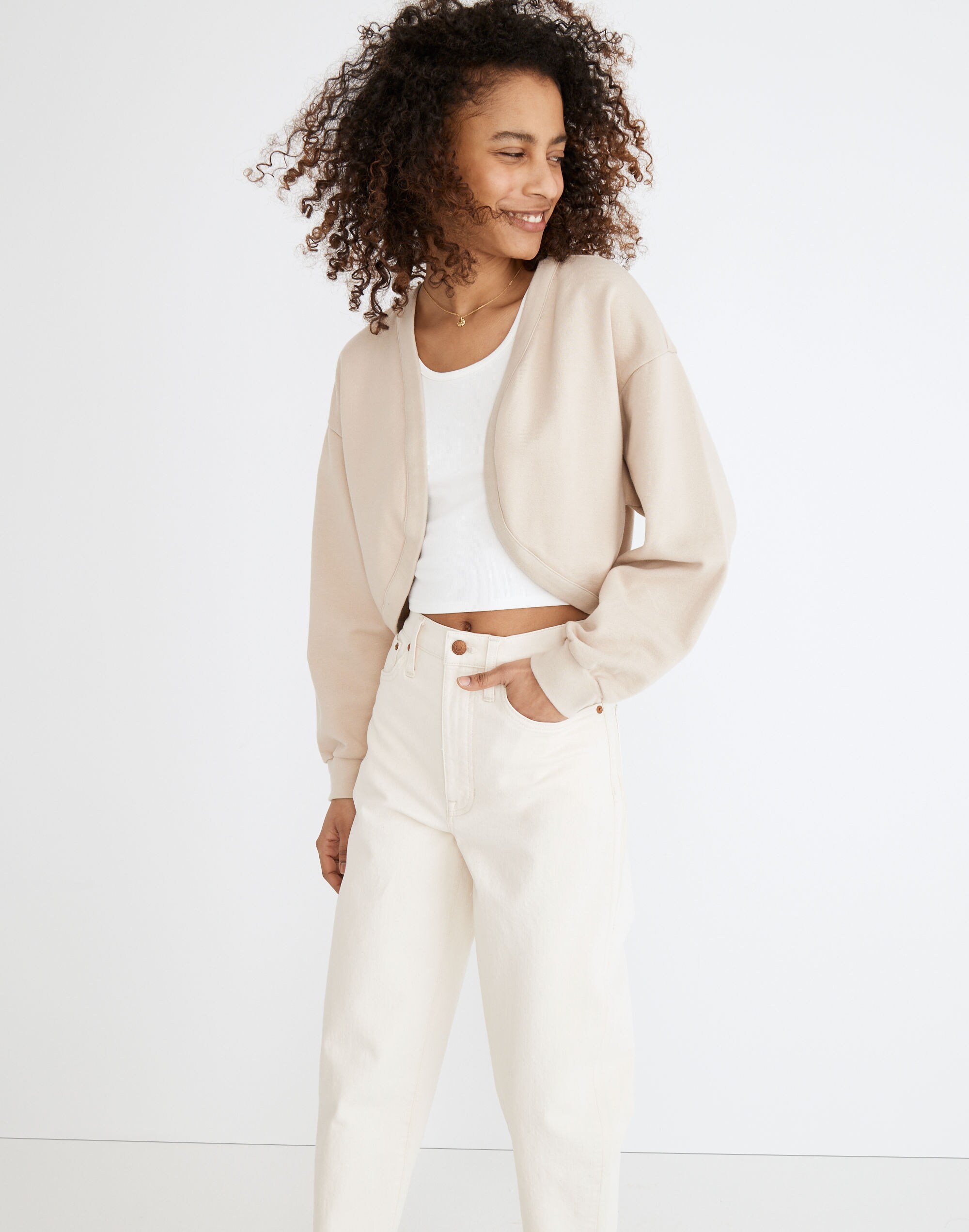 (Re)sourced Cotton Cropped Bolero Sweatshirt