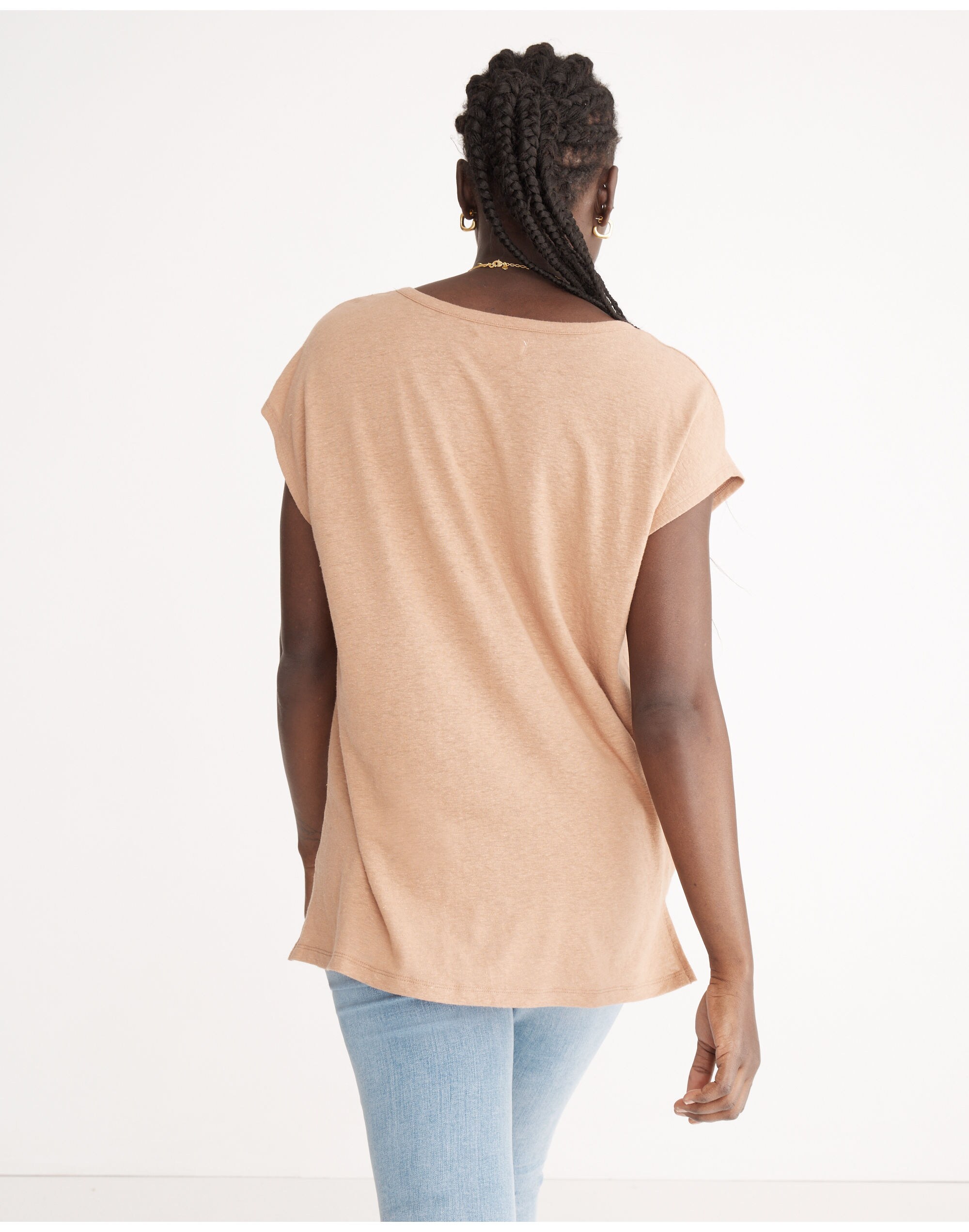 Linen-Blend U-Scoop Tee
