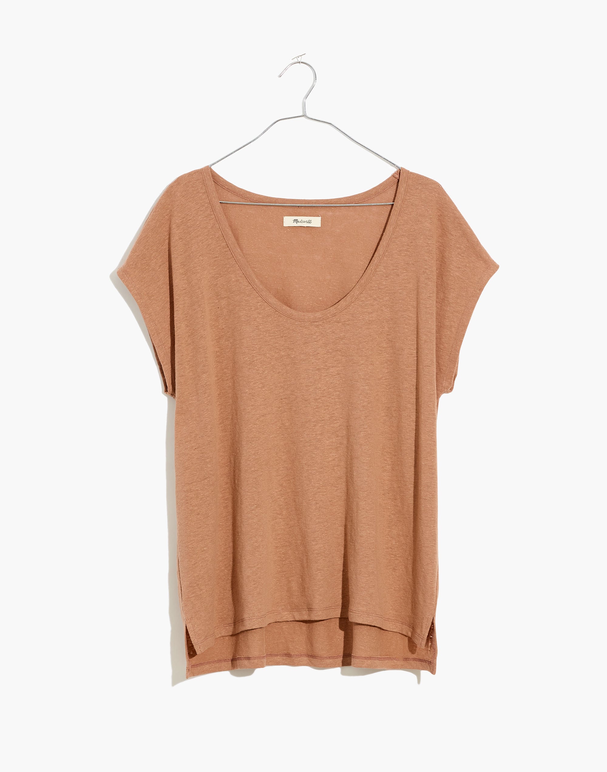 Linen-Blend U-Scoop Tee