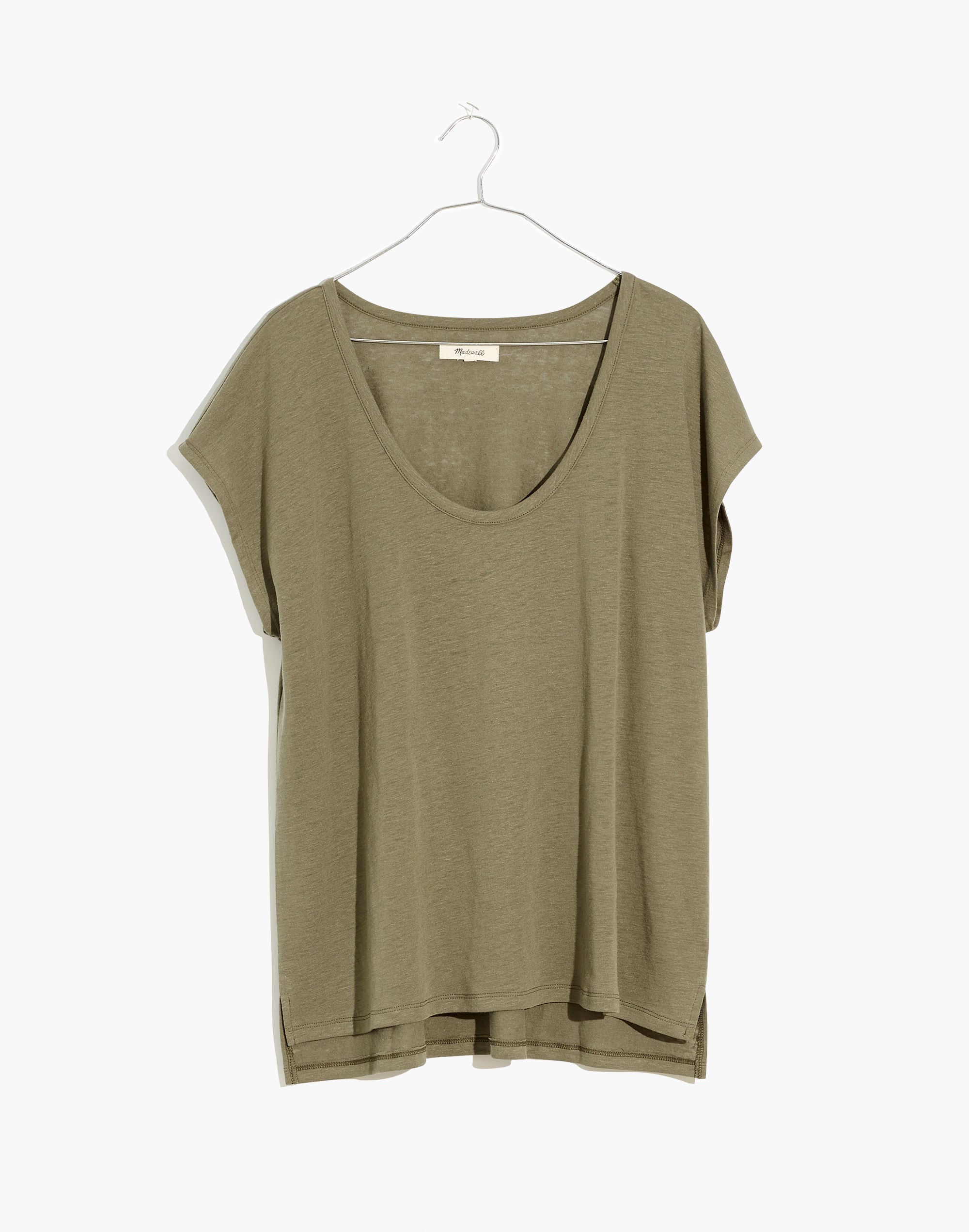 Linen-Blend U-Scoop Tee