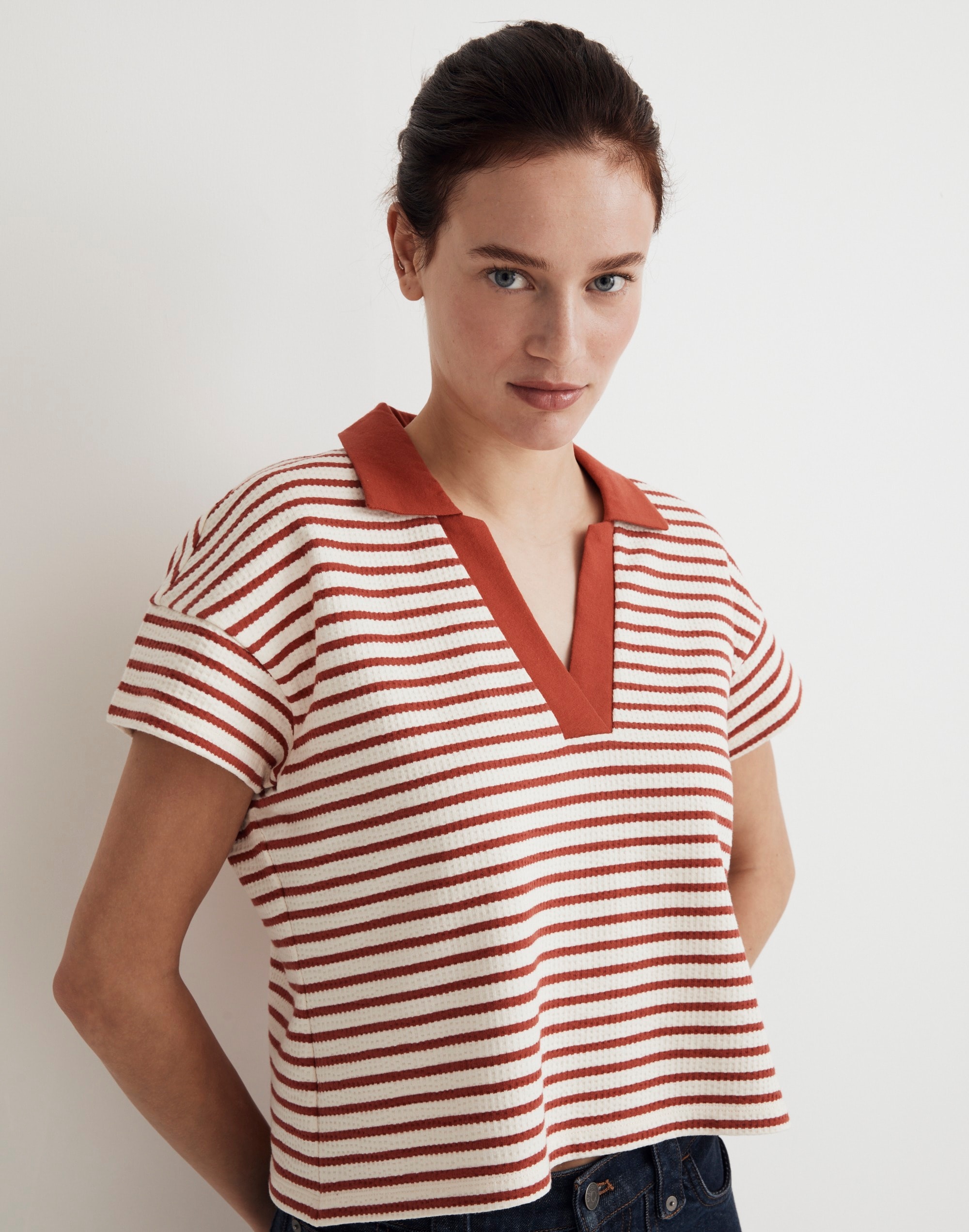 Ribbed Cropped Polo