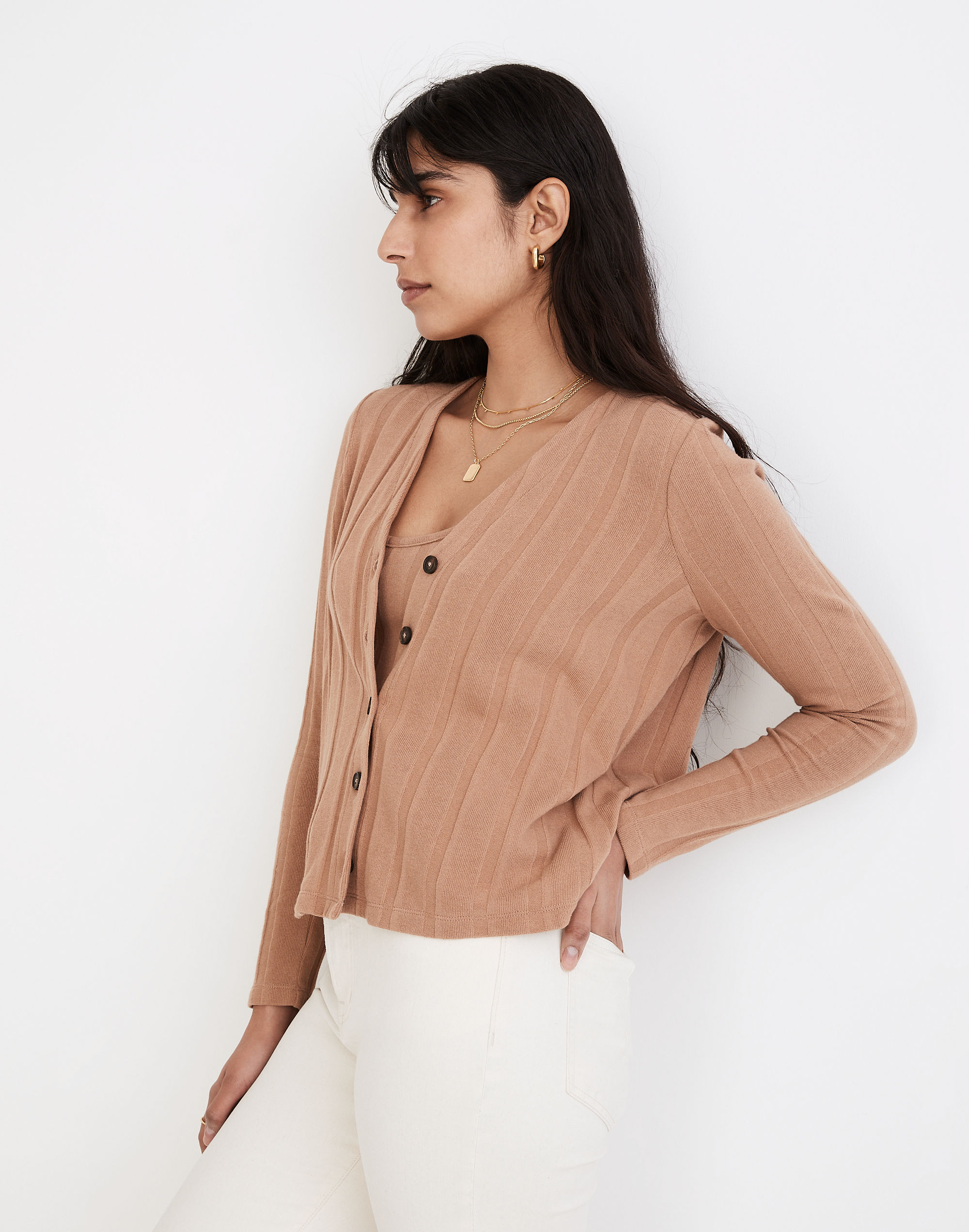 Ribbed Sweater-Knit Cardigan