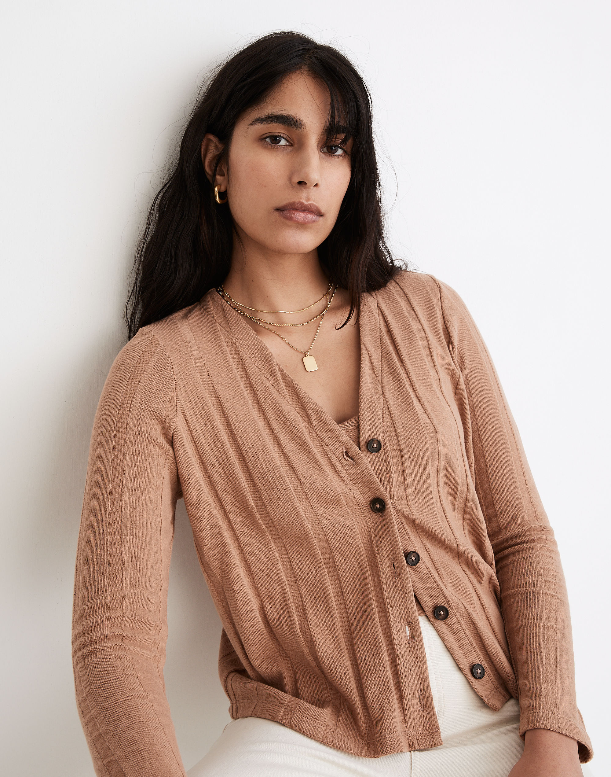 Ribbed Sweater-Knit Cardigan