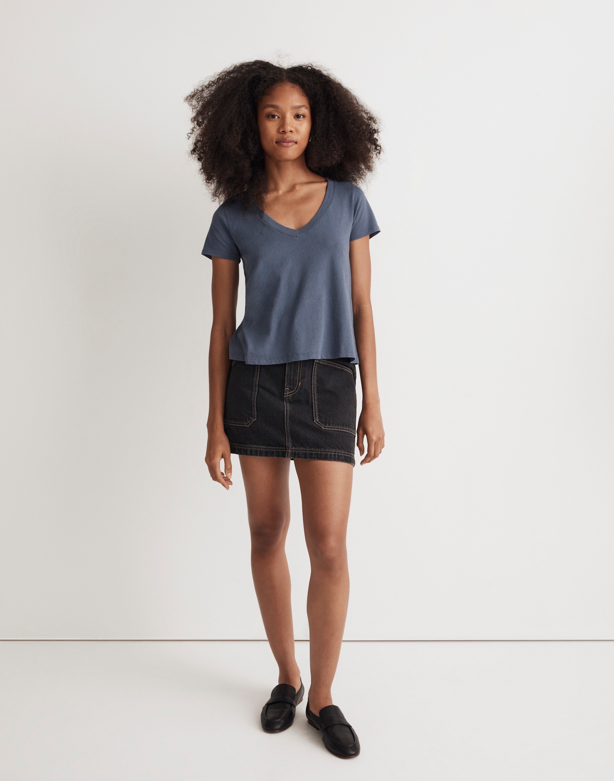 Softfade Cotton V-Neck Crop Tee