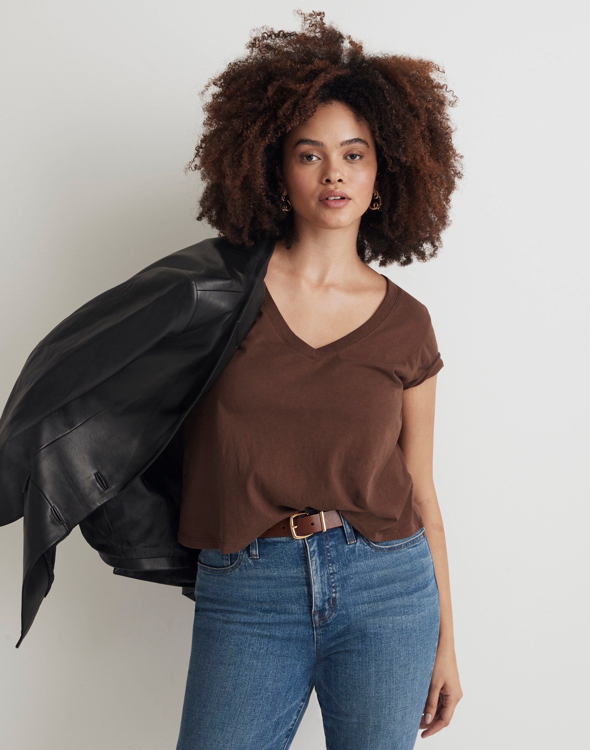 Softfade Cotton V-Neck Crop Tee