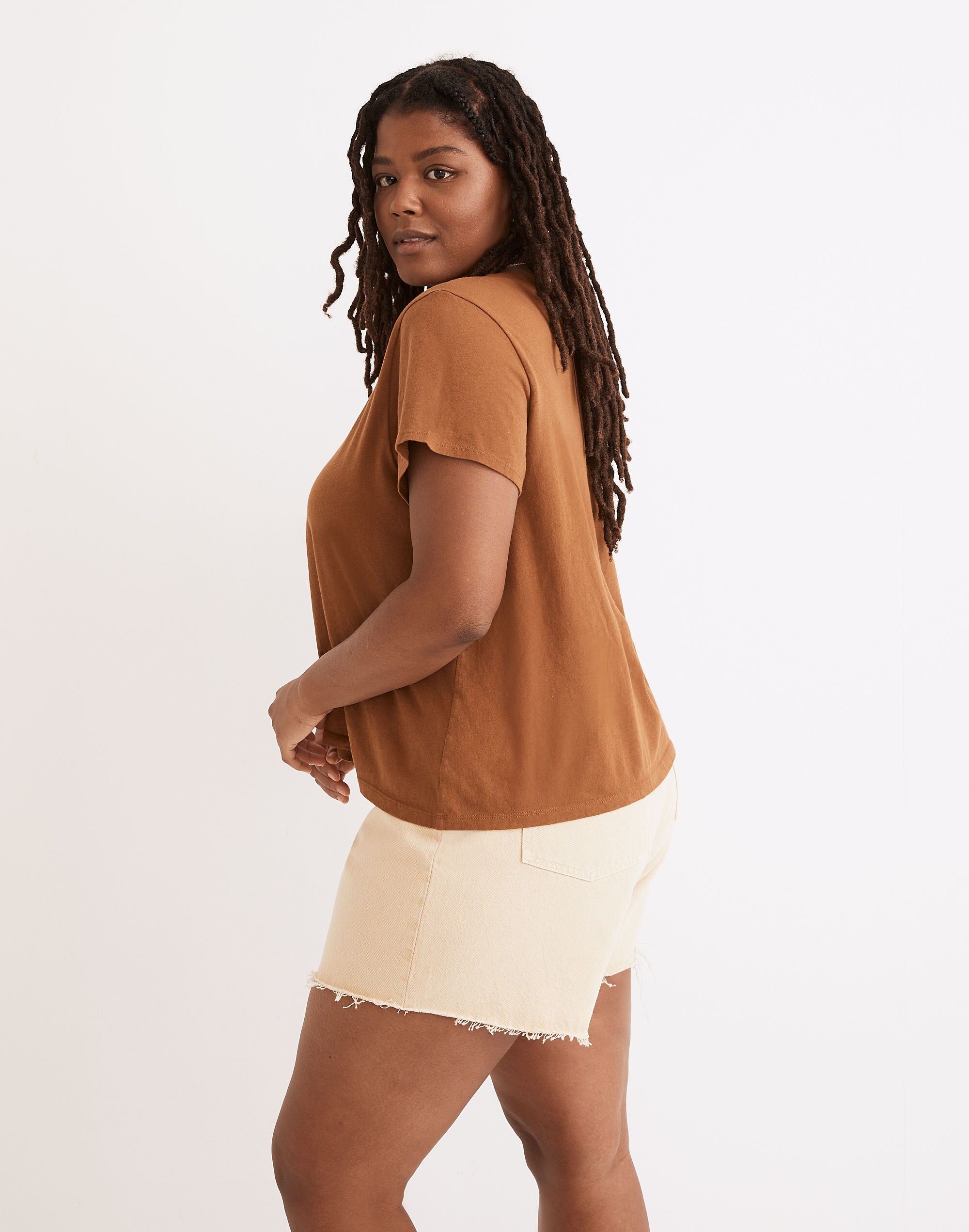 Softfade Cotton V-Neck Crop Tee