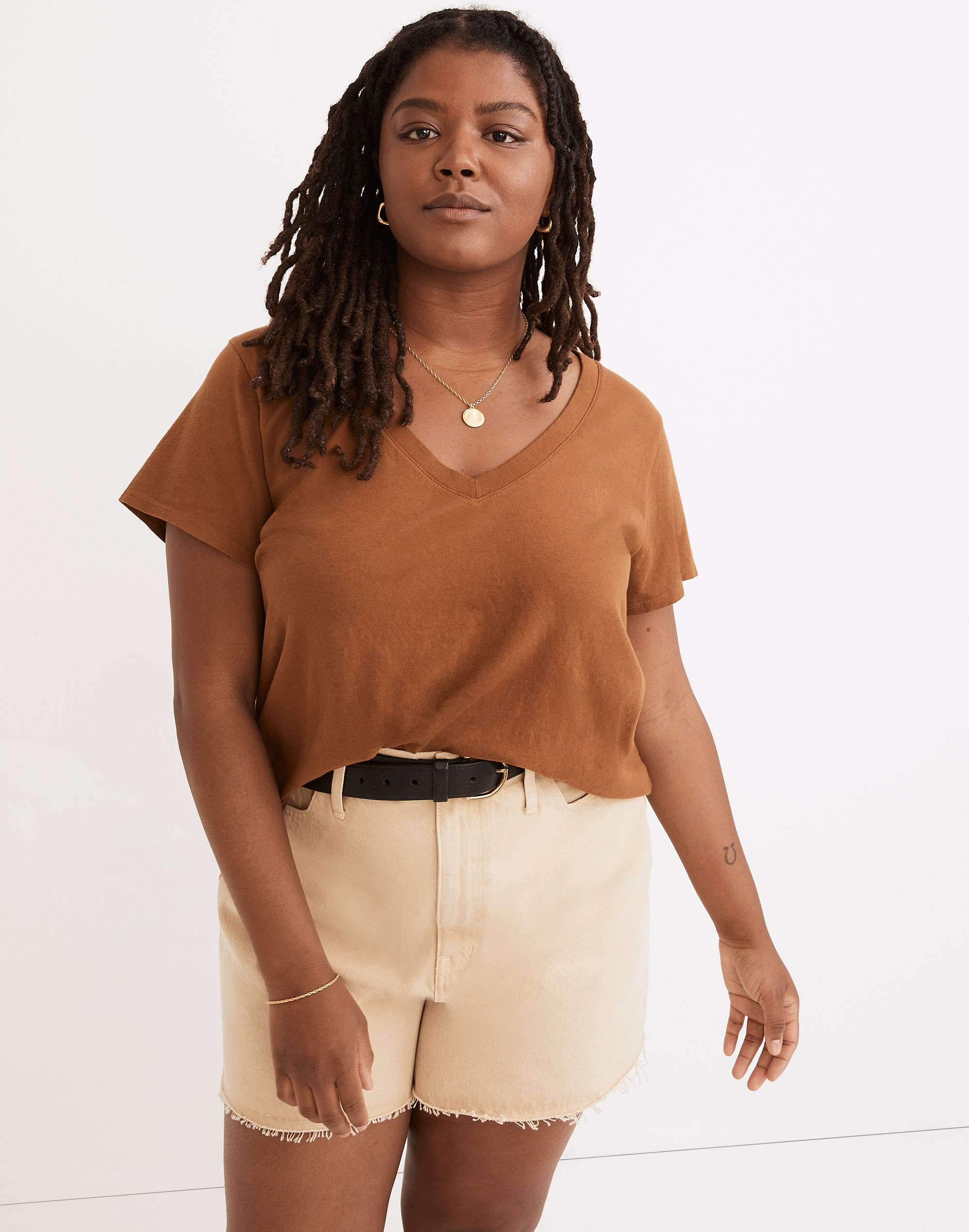 Softfade Cotton V-Neck Crop Tee