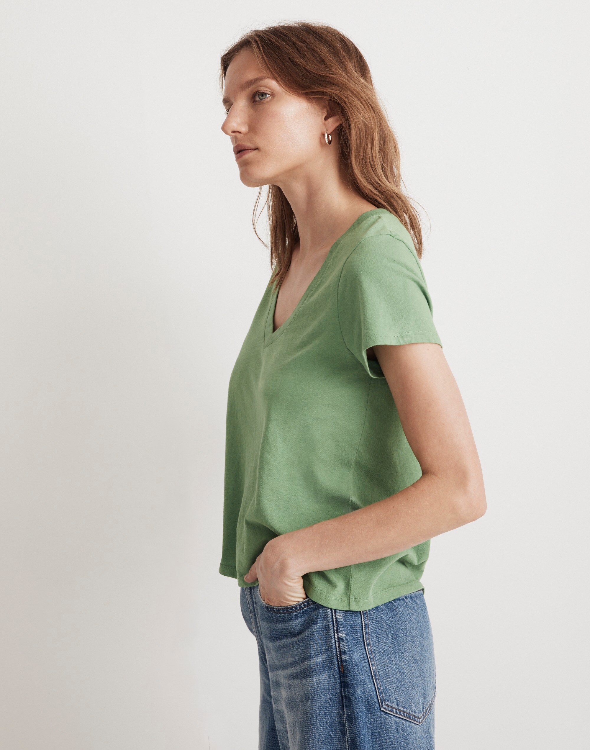 Softfade Cotton V-Neck Crop Tee