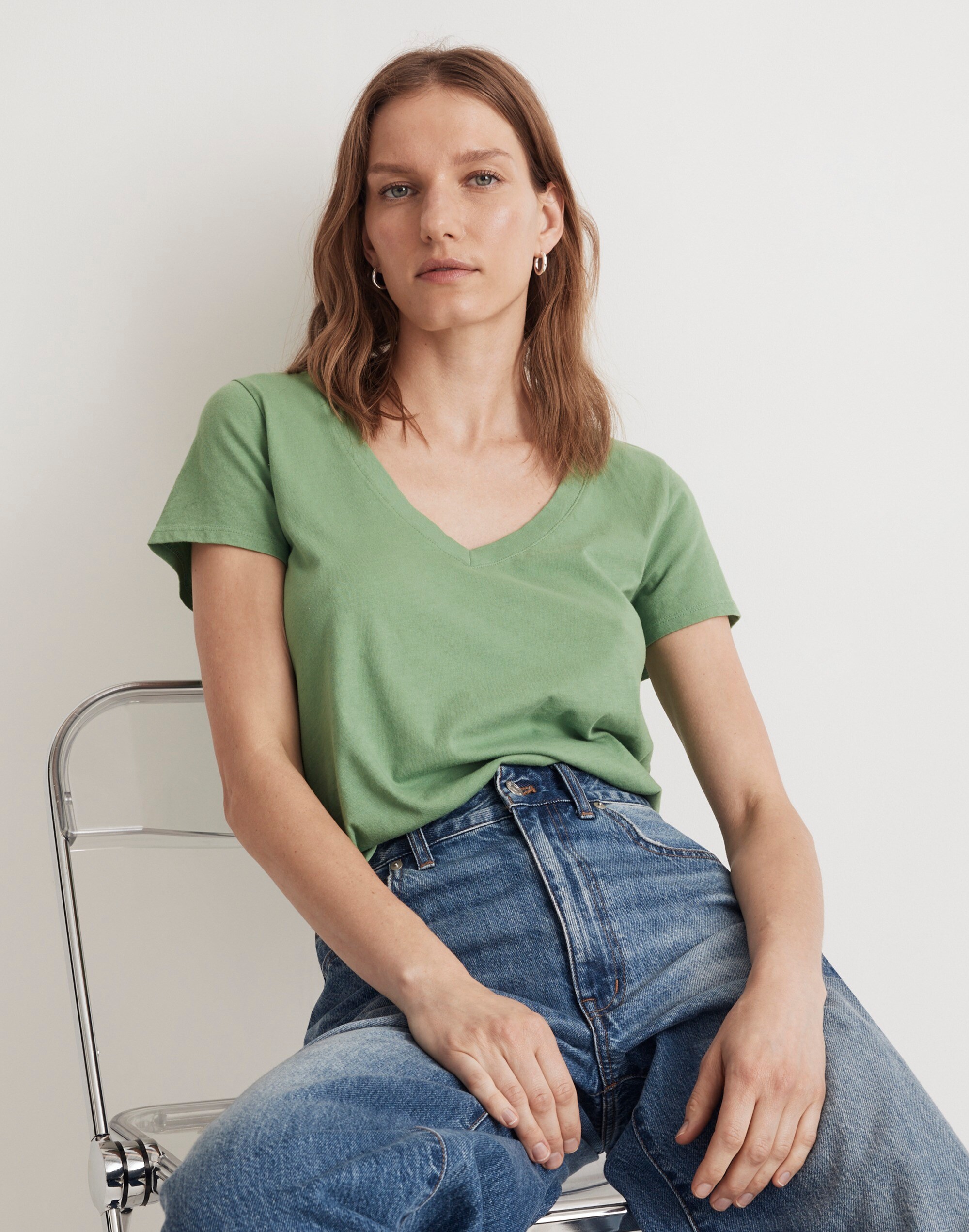 Softfade Cotton V-Neck Crop Tee