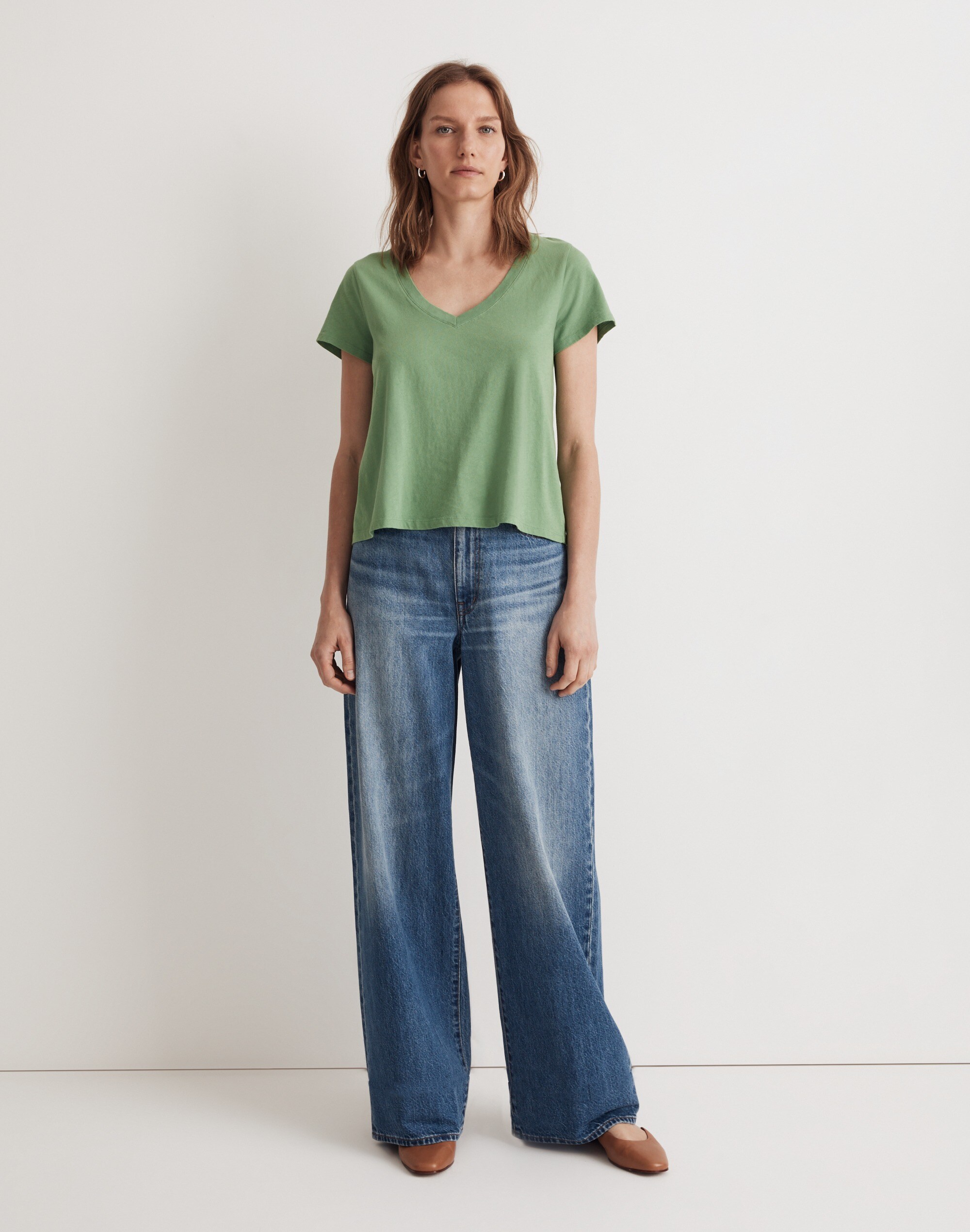 Softfade Cotton V-Neck Crop Tee