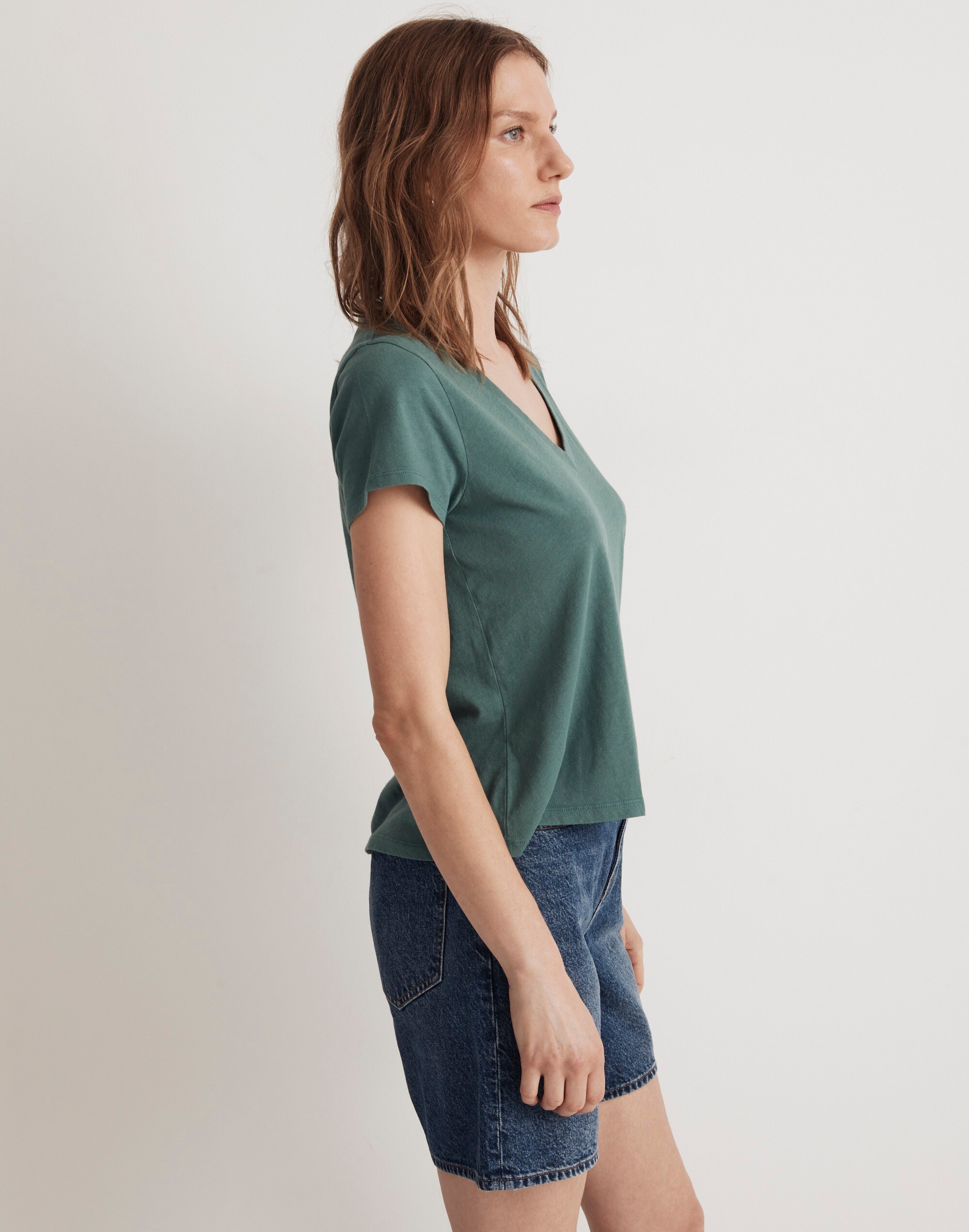 Softfade Cotton V-Neck Crop Tee