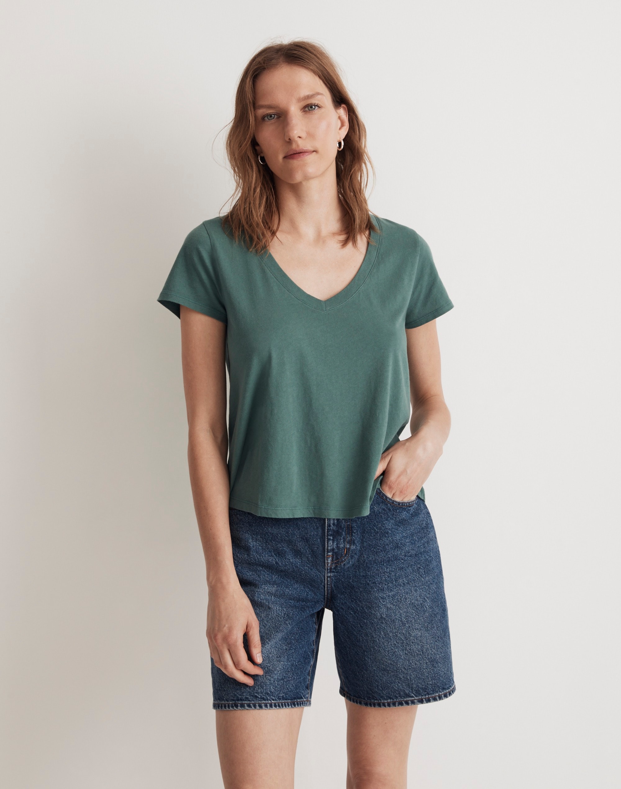 Softfade Cotton V-Neck Crop Tee