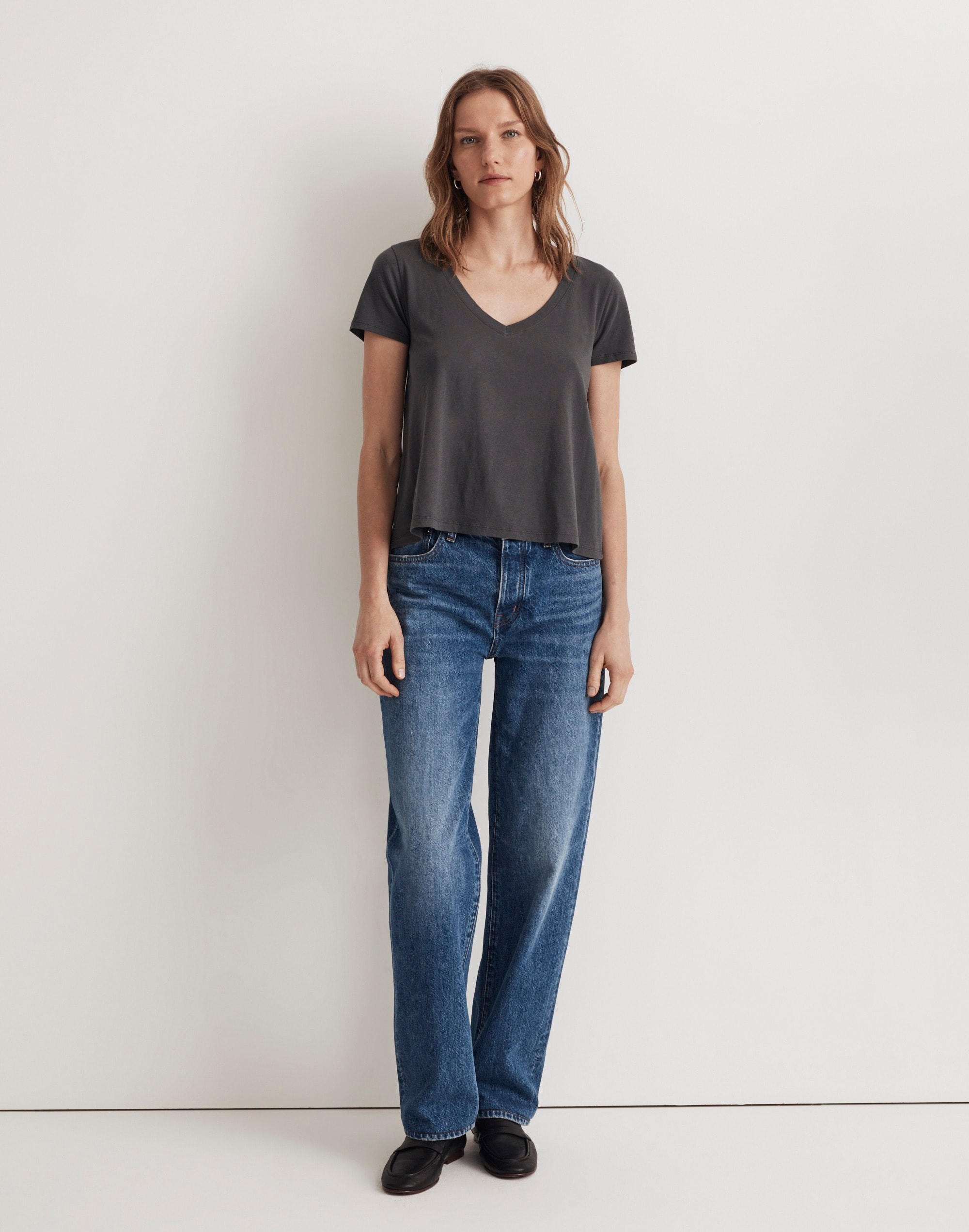 Softfade Cotton V-Neck Crop Tee