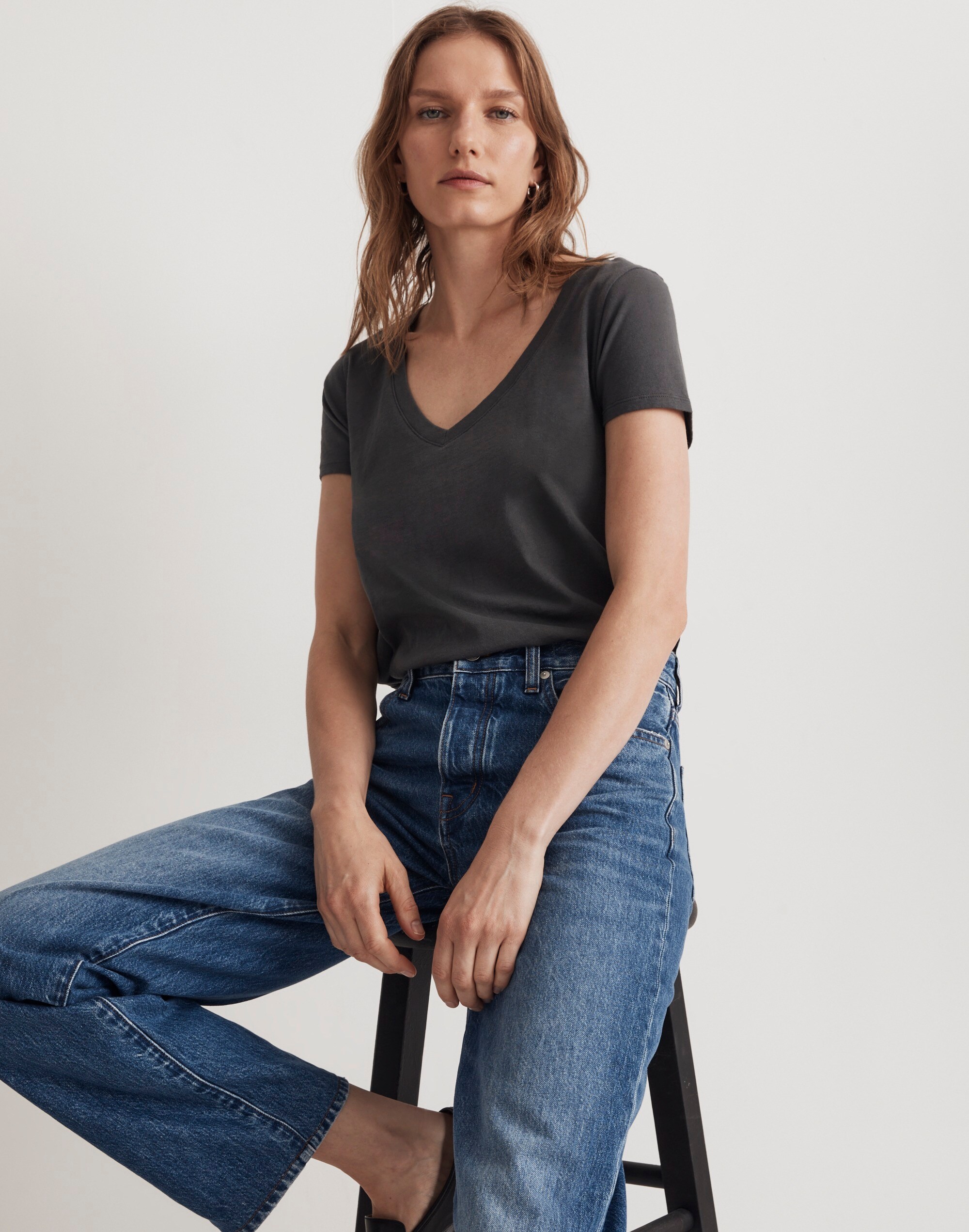 Softfade Cotton V-Neck Crop Tee