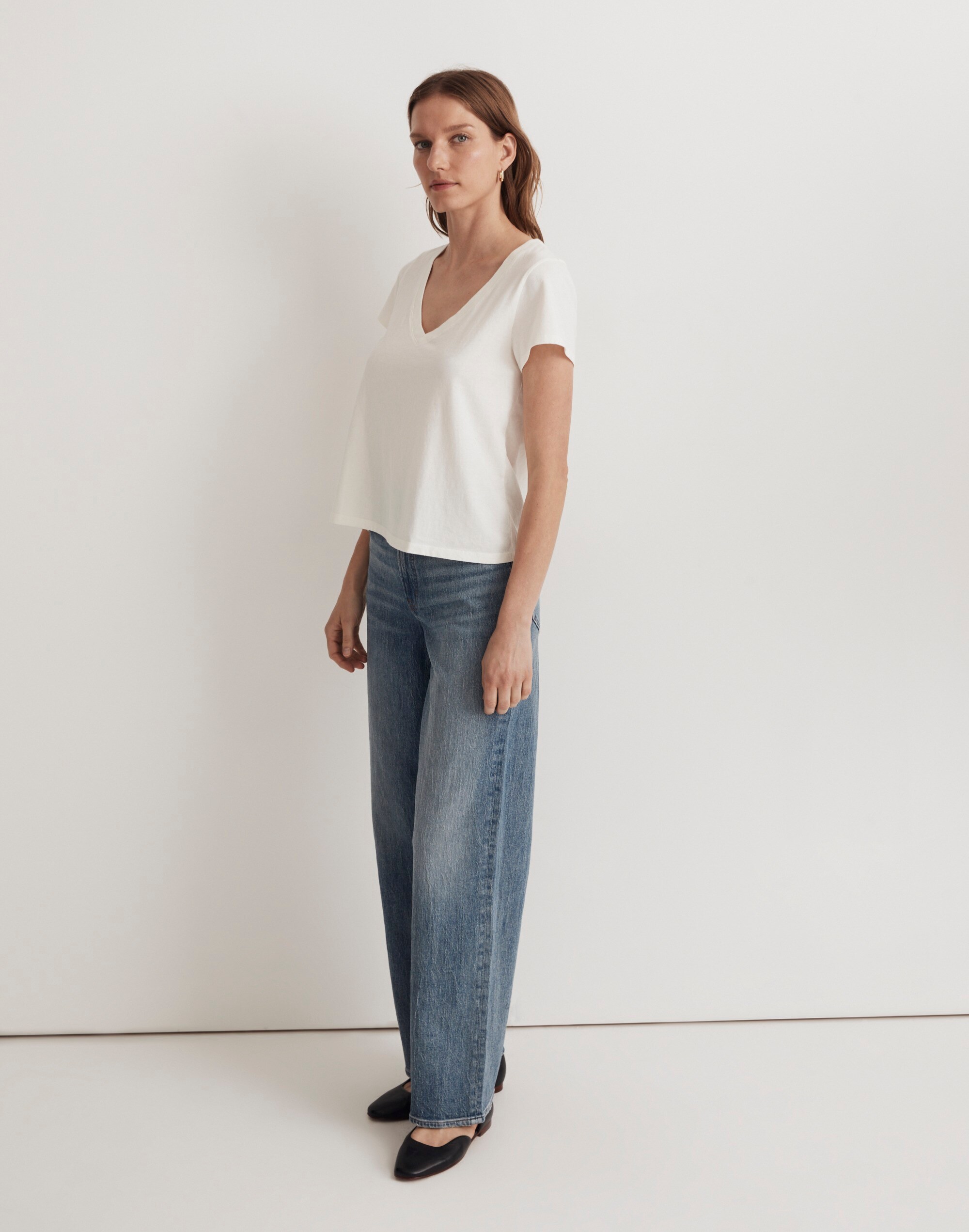 Softfade Cotton V-Neck Crop Tee