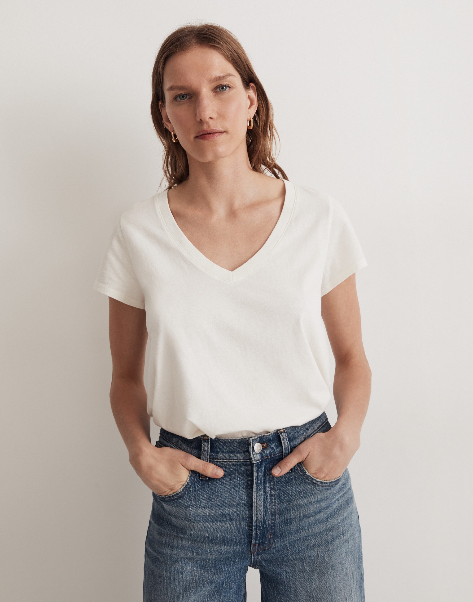 Softfade Cotton V-Neck Crop Tee