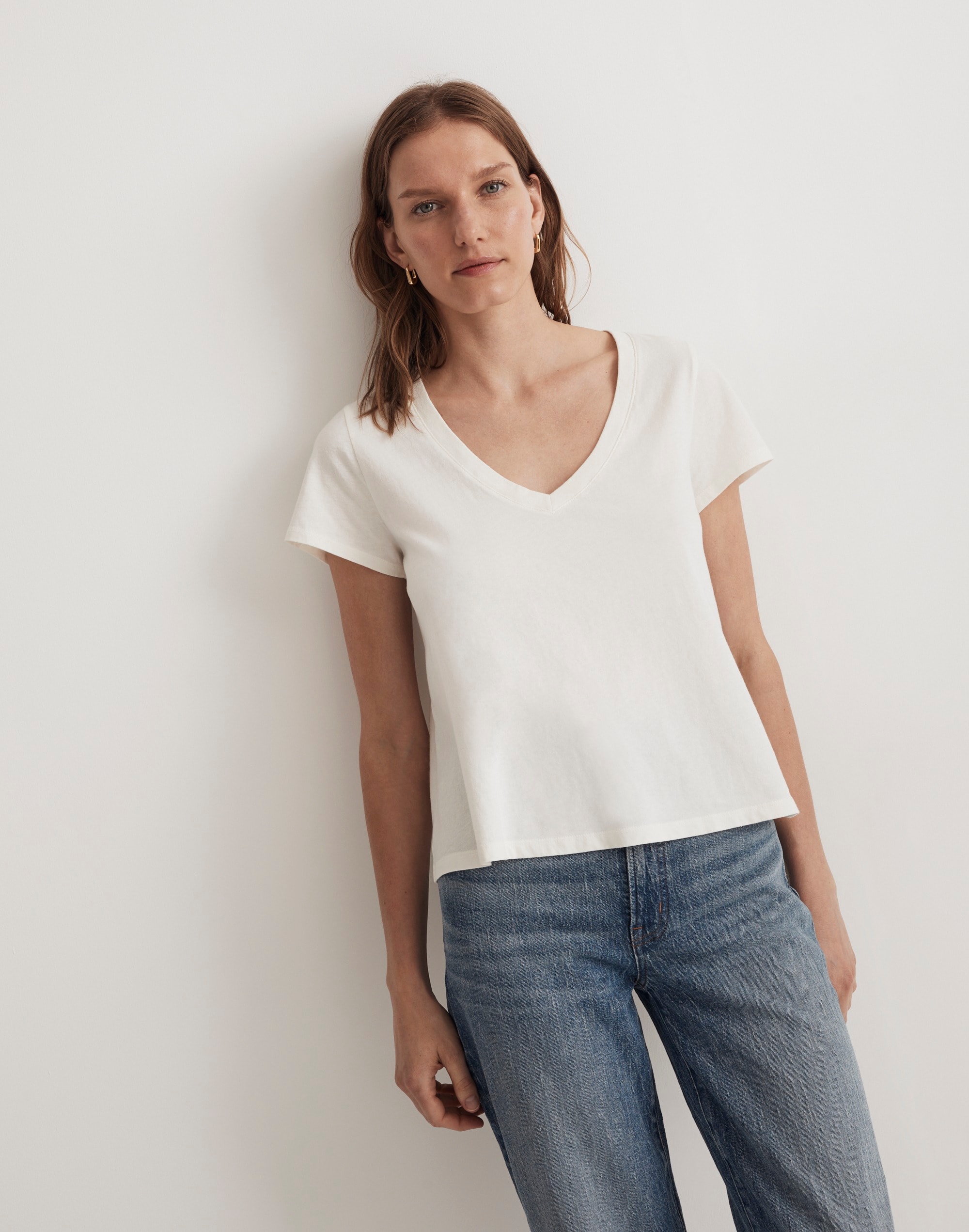 Softfade Cotton V-Neck Crop Tee