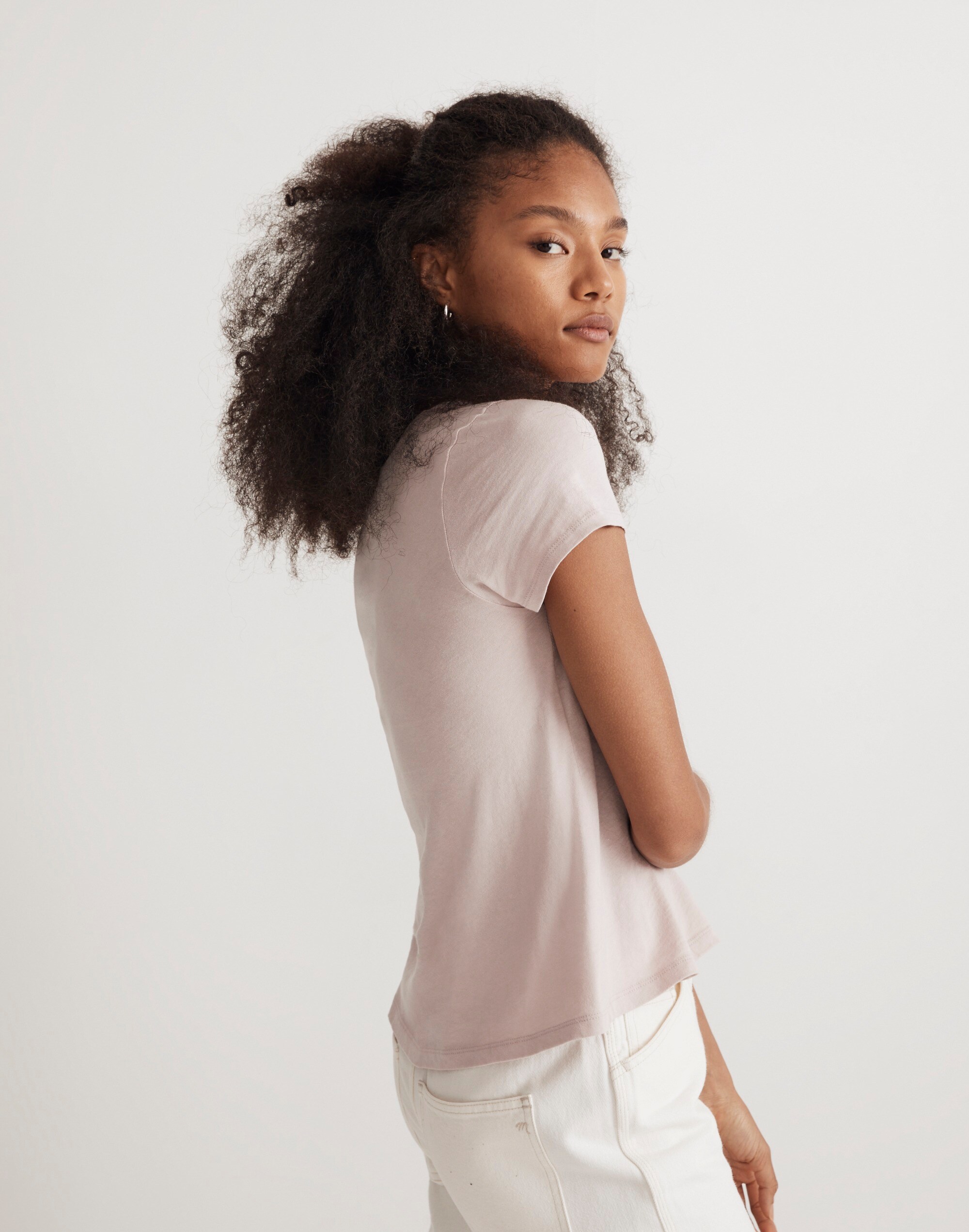 Softfade Cotton V-Neck Crop Tee