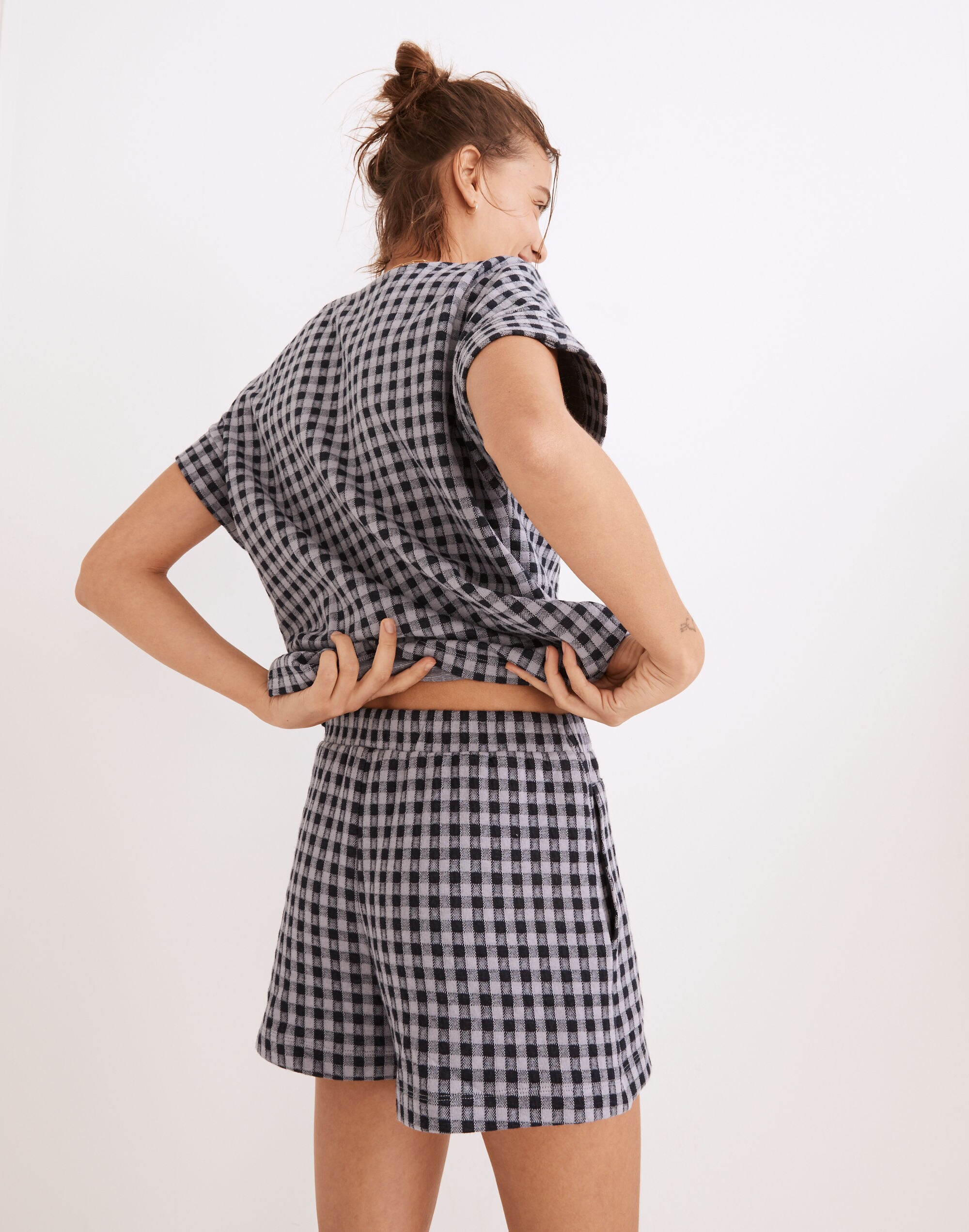 Gingham Knit Seersucker Pull-On Shorts