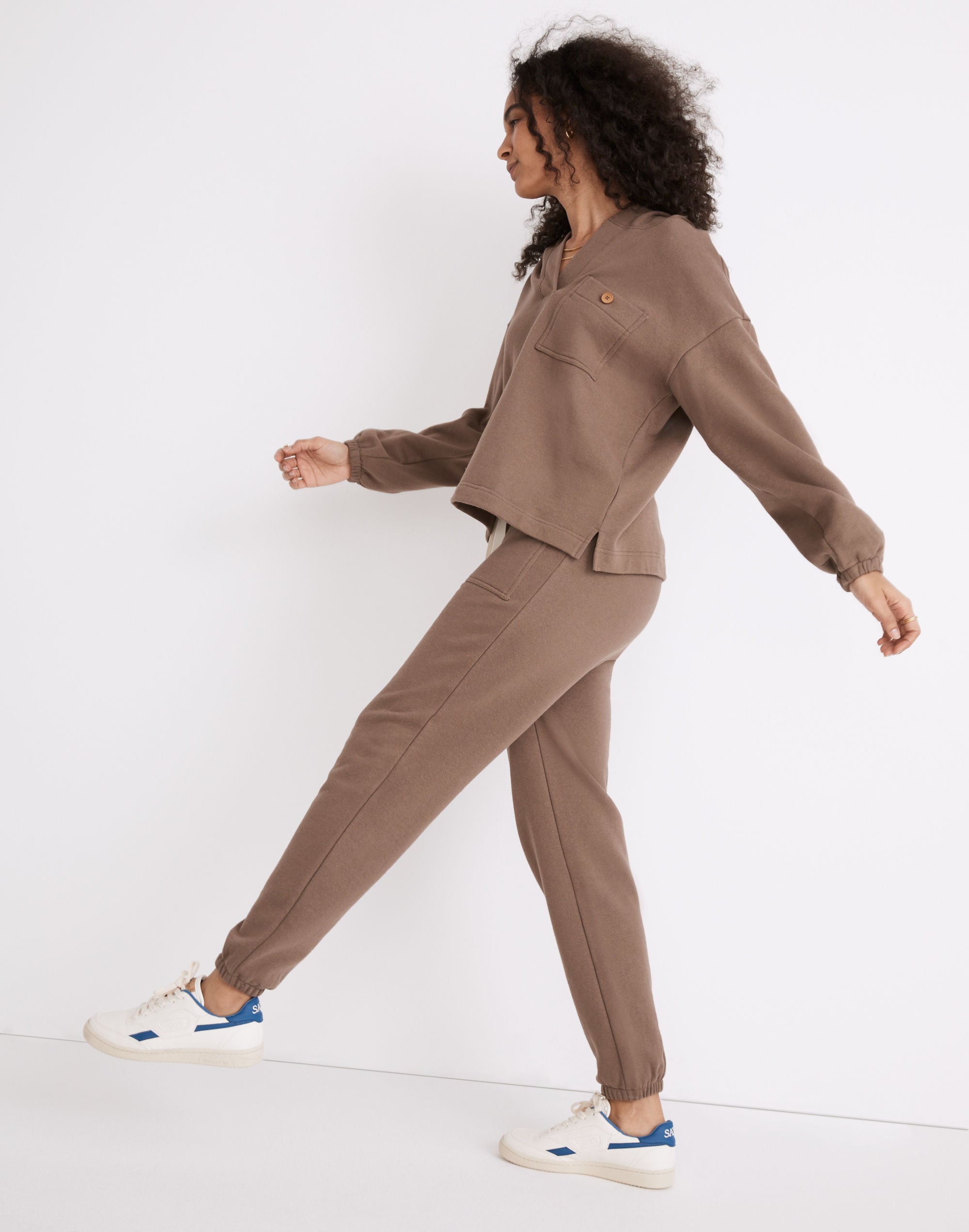 Cotton-Hemp Henley Hoodie Sweatshirt