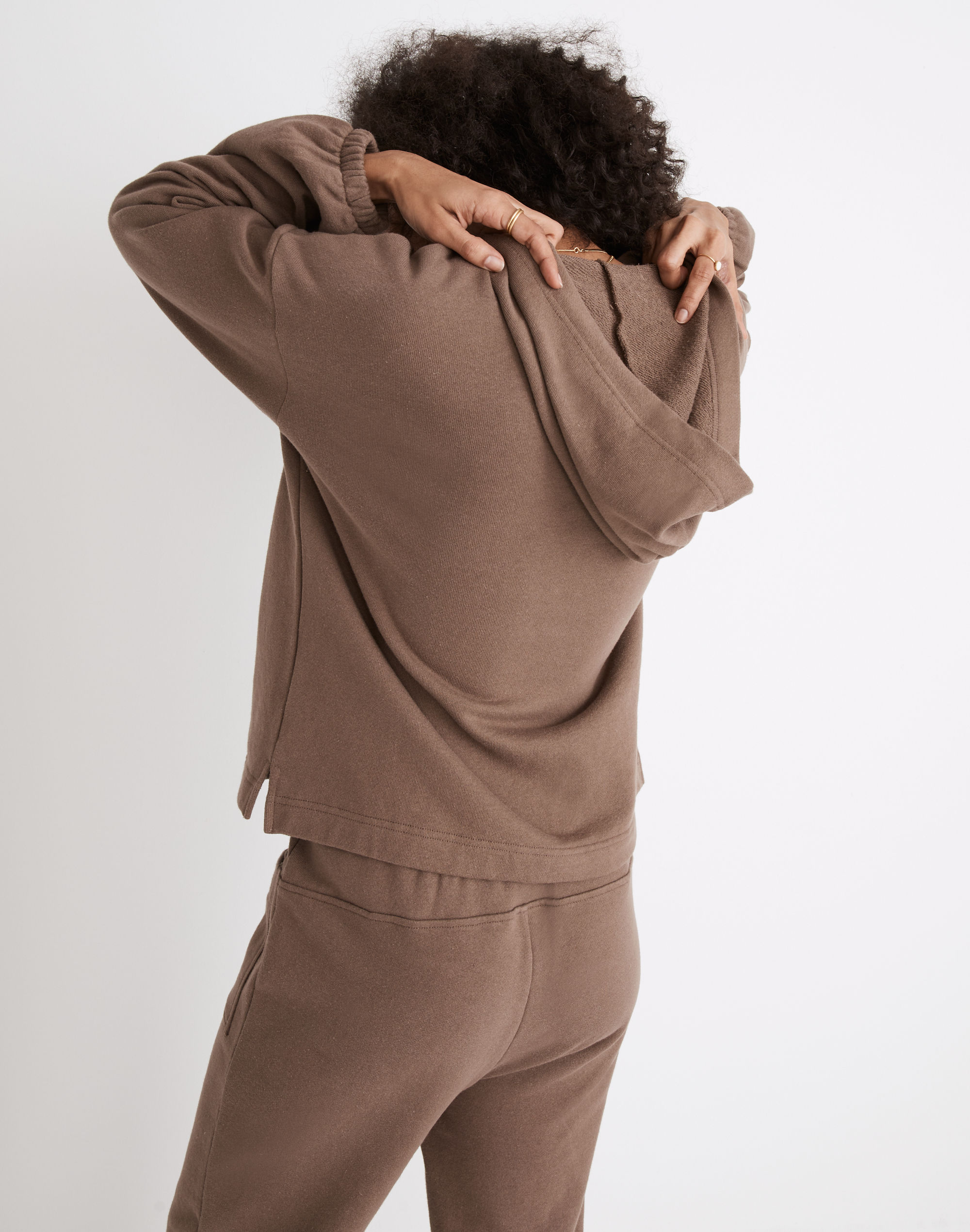 Cotton-Hemp Henley Hoodie Sweatshirt