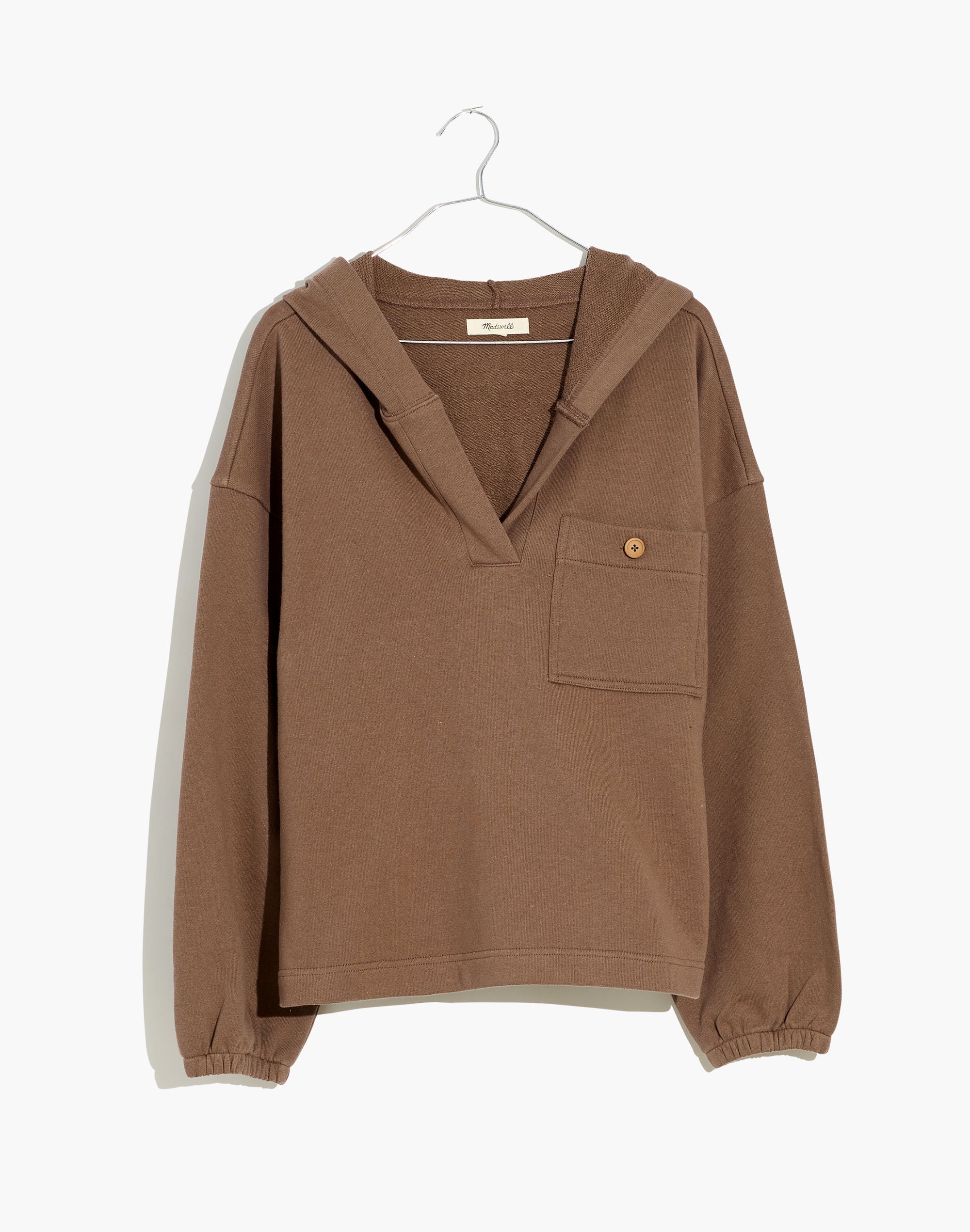 Cotton-Hemp Henley Hoodie Sweatshirt