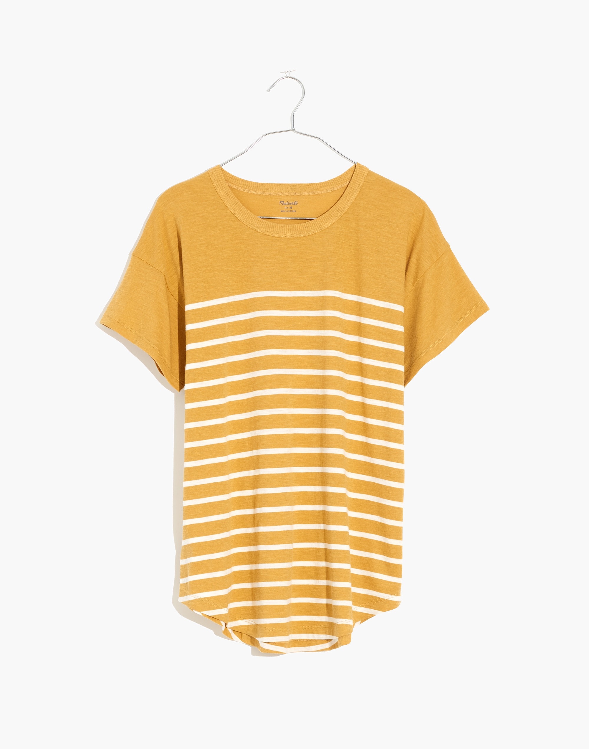 Whisper Cotton Rib-Crewneck Tee in Nautical Stripe