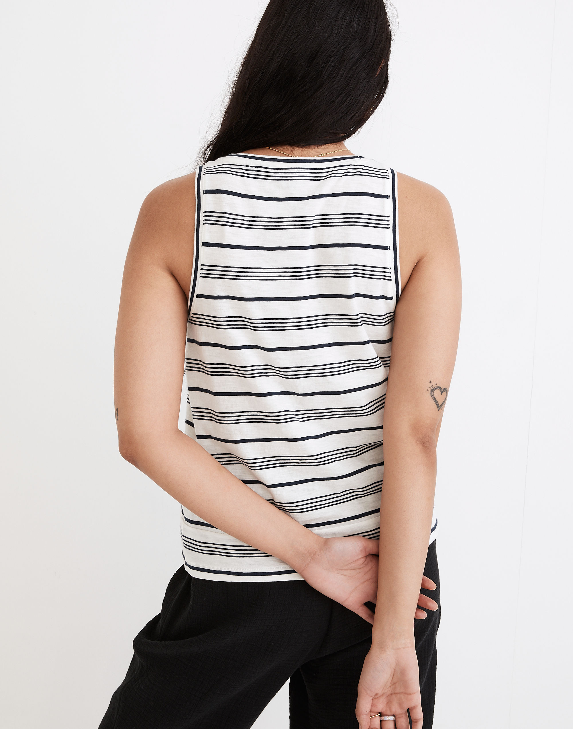 Whisper Cotton V-Neck Tank in Nichols Stripe