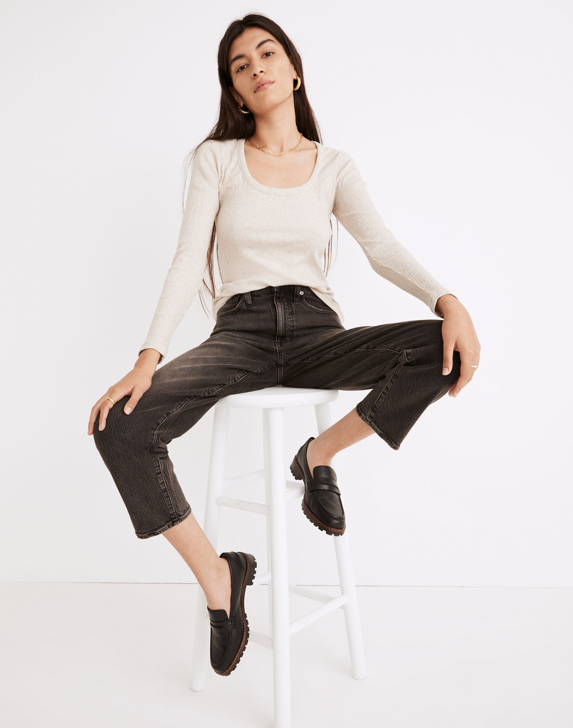 Pointelle Square-Scoop Tee