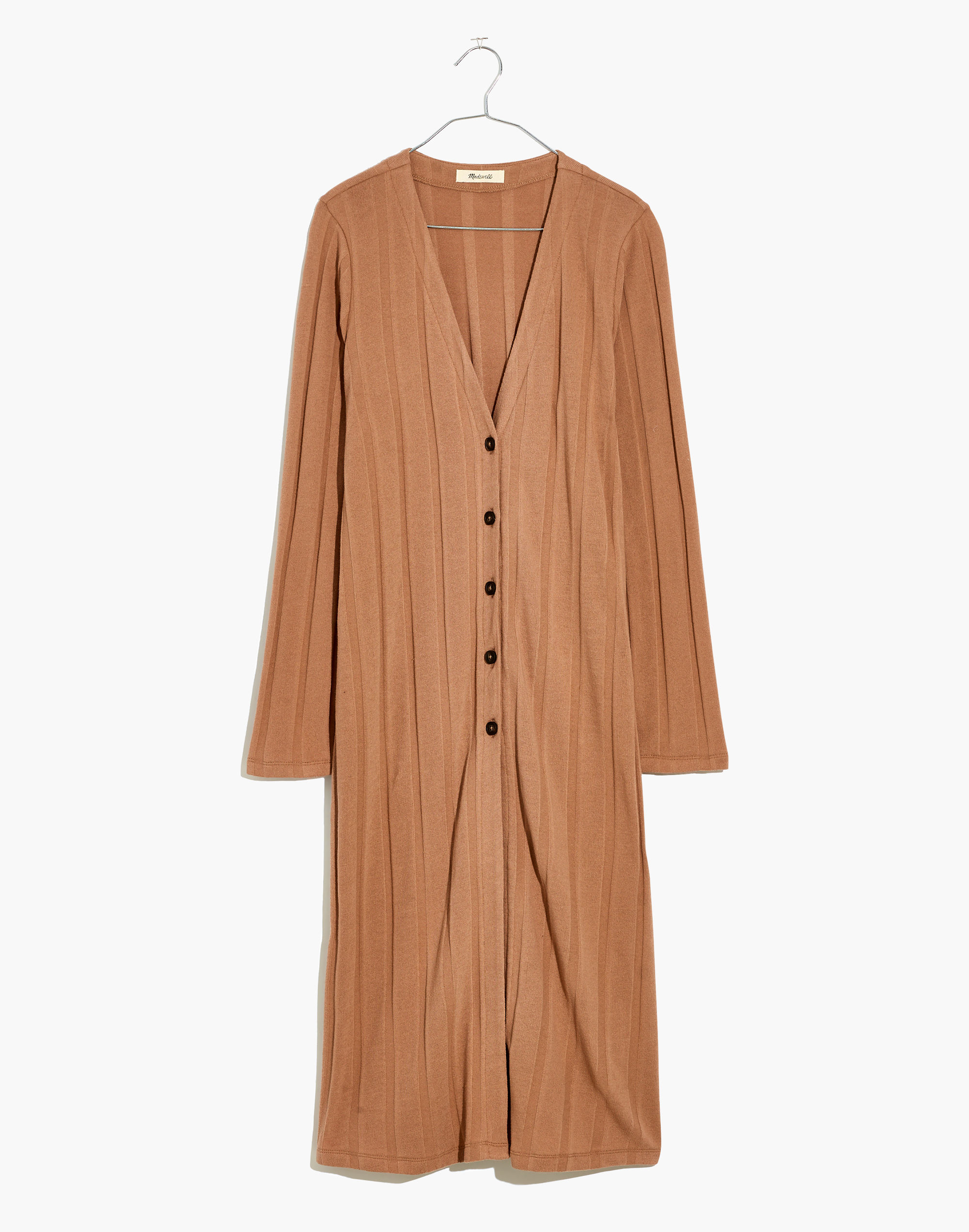 Ribbed Sweater-Knit Maxi Cardigan