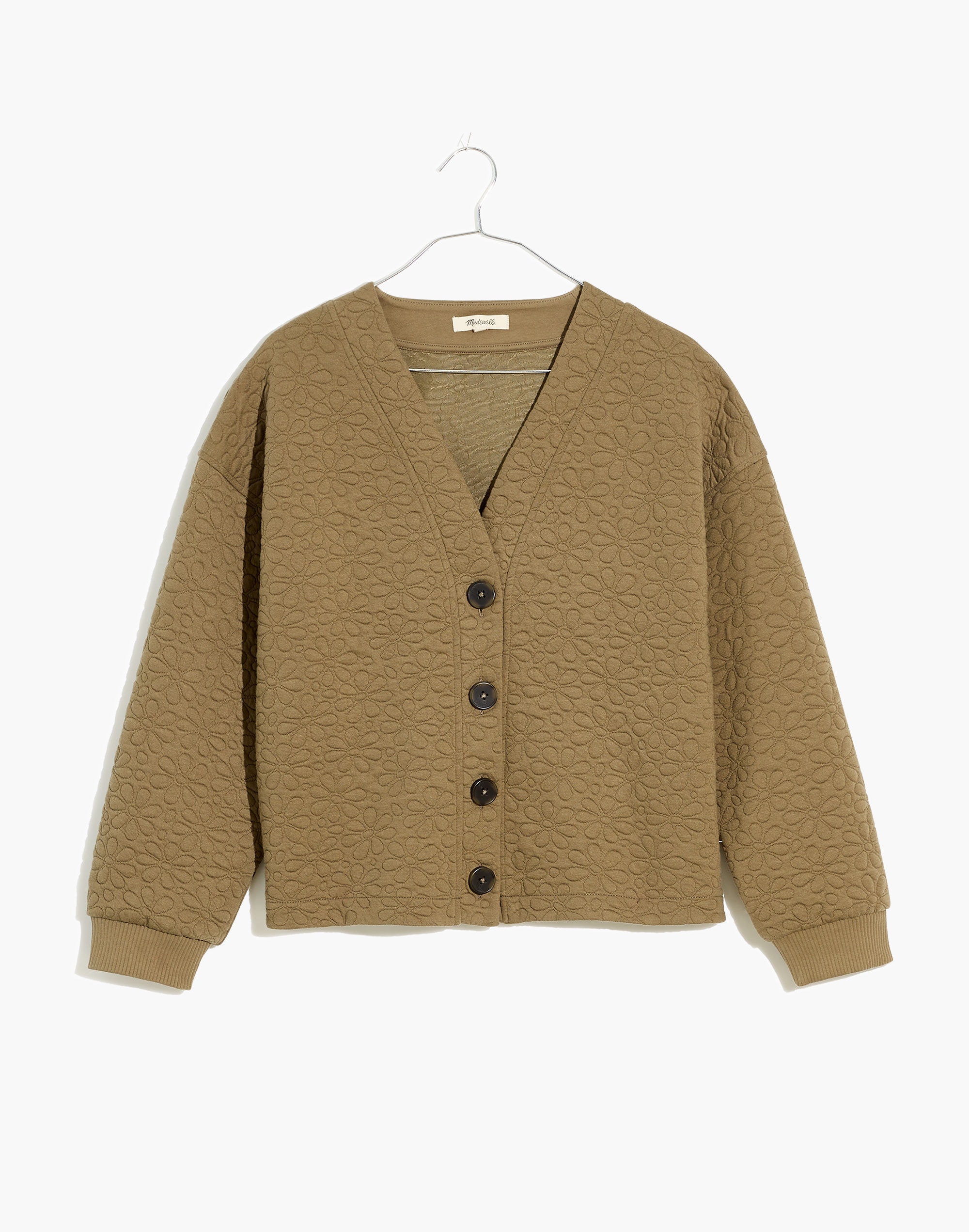 Flower Puff-Jacquard Crop Cardigan