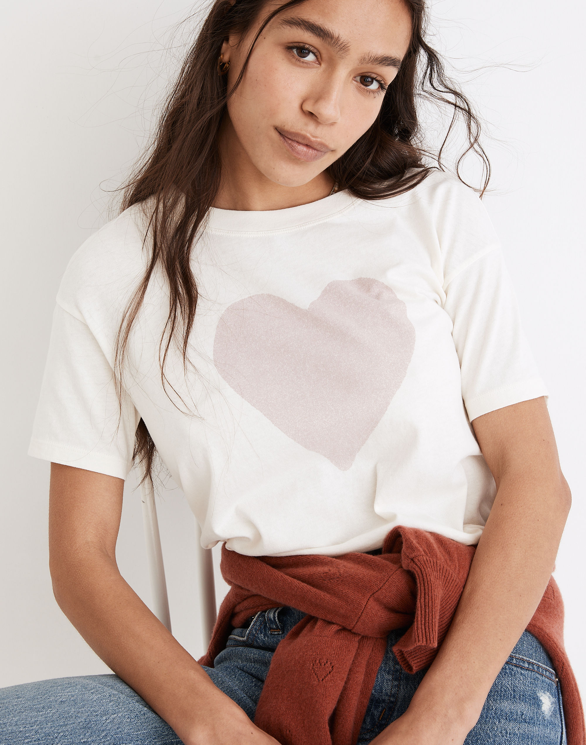Heart Softfade Cotton Oversized Tee