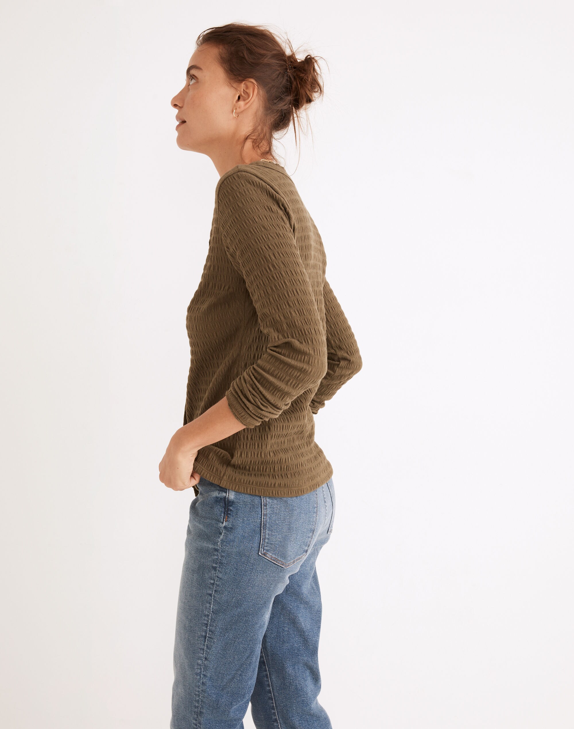 Crinkle-Knit Cardigan Top