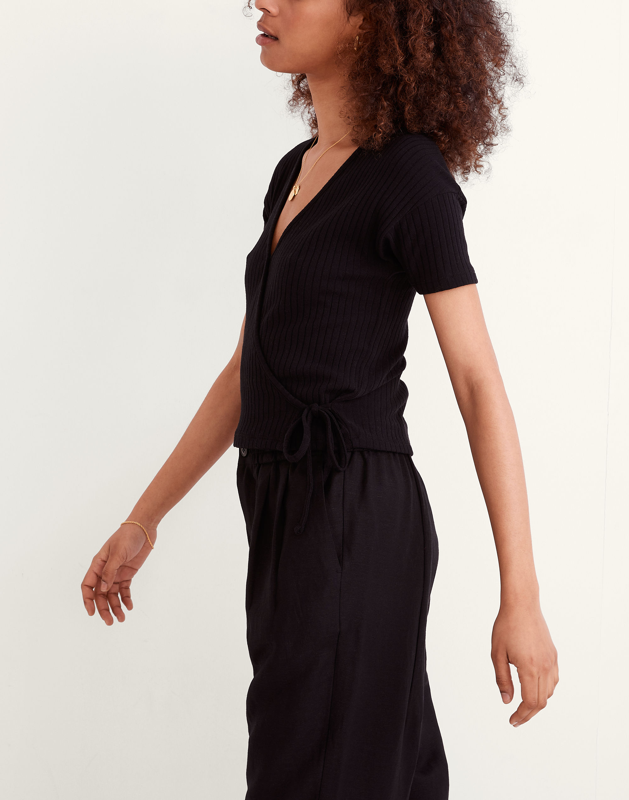 Ribbed Wrap Crop Top